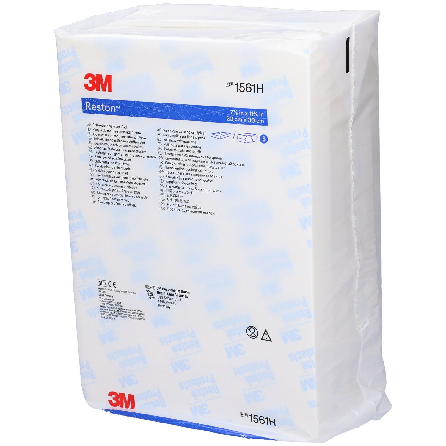 Confezione di cuscinetti in schiuma Reston. Scritte: 3M, Reston, 7 7/8 in x 11 13/16 in, 20 cm x 30 cm. Riferimento prodotto 1561H.