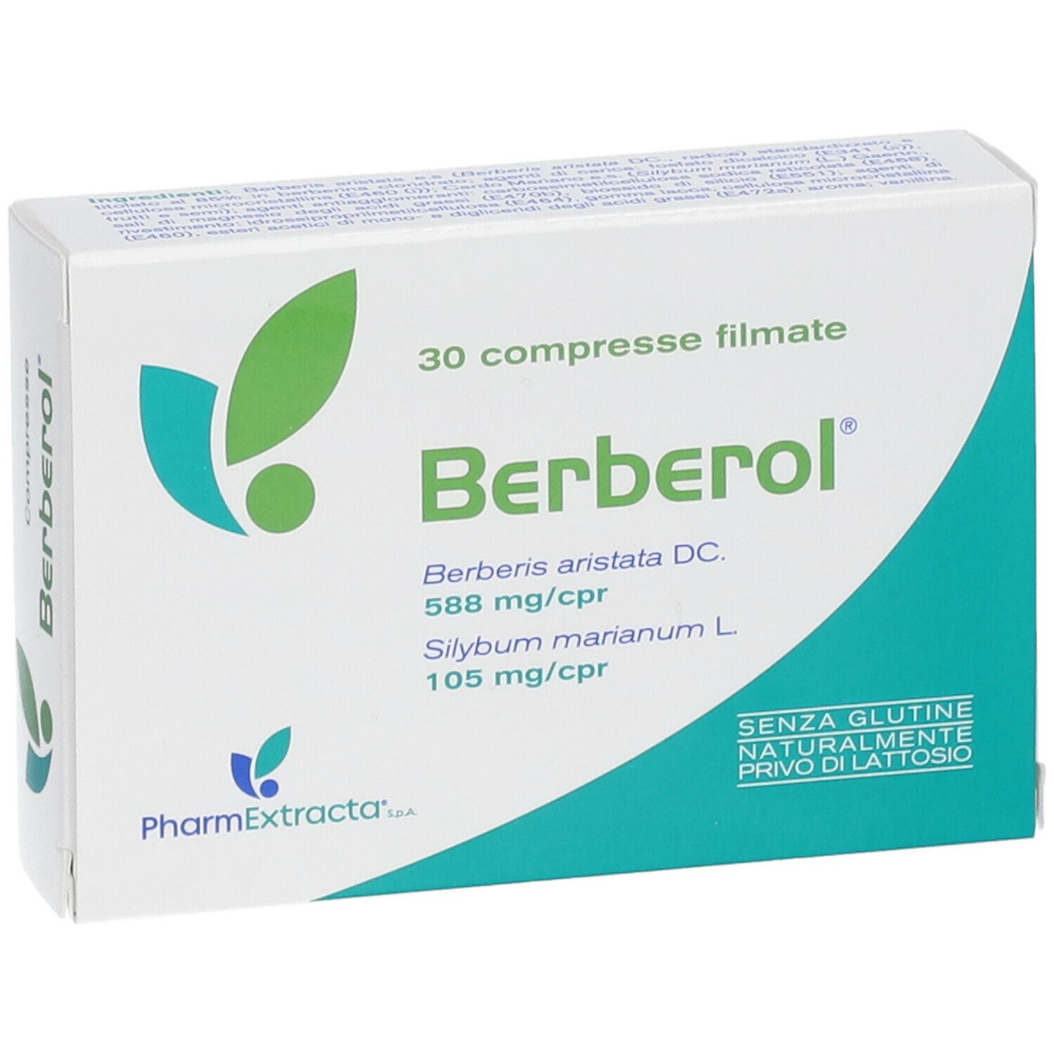 Confezione di Berberol® con 30 compresse. Ingredienti e produttore. Senza glutine, senza lattosio.