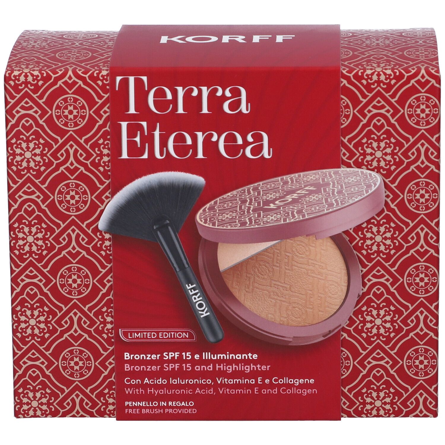Korff Terra Eterea Limited Edition. Bronzer e illuminante con pennello, confezione regalo.