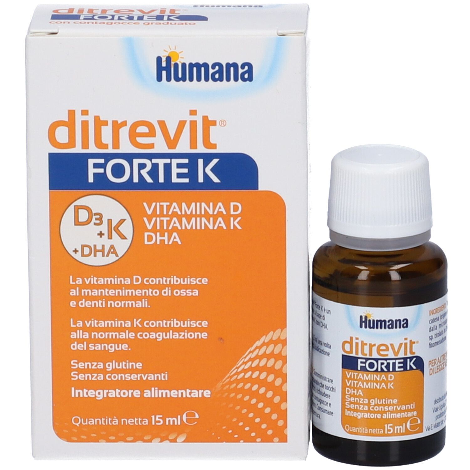 Produktflasche und Schachtel. Schachtel mit Produktnamen, Inhaltsstoffen und Informationen.