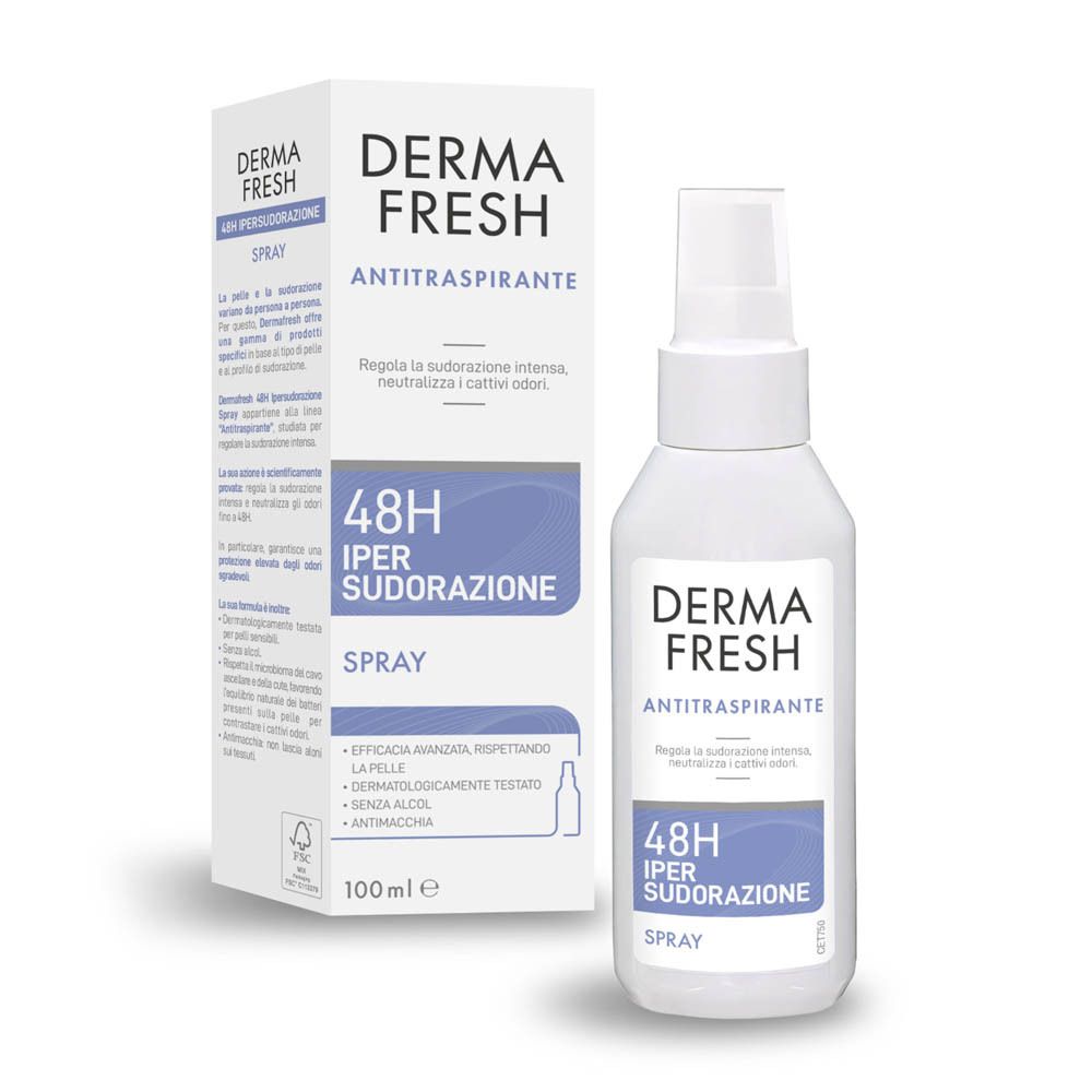 Dermafresh spray antitraspirante, 100ml, 48H Iper Sudorazione.