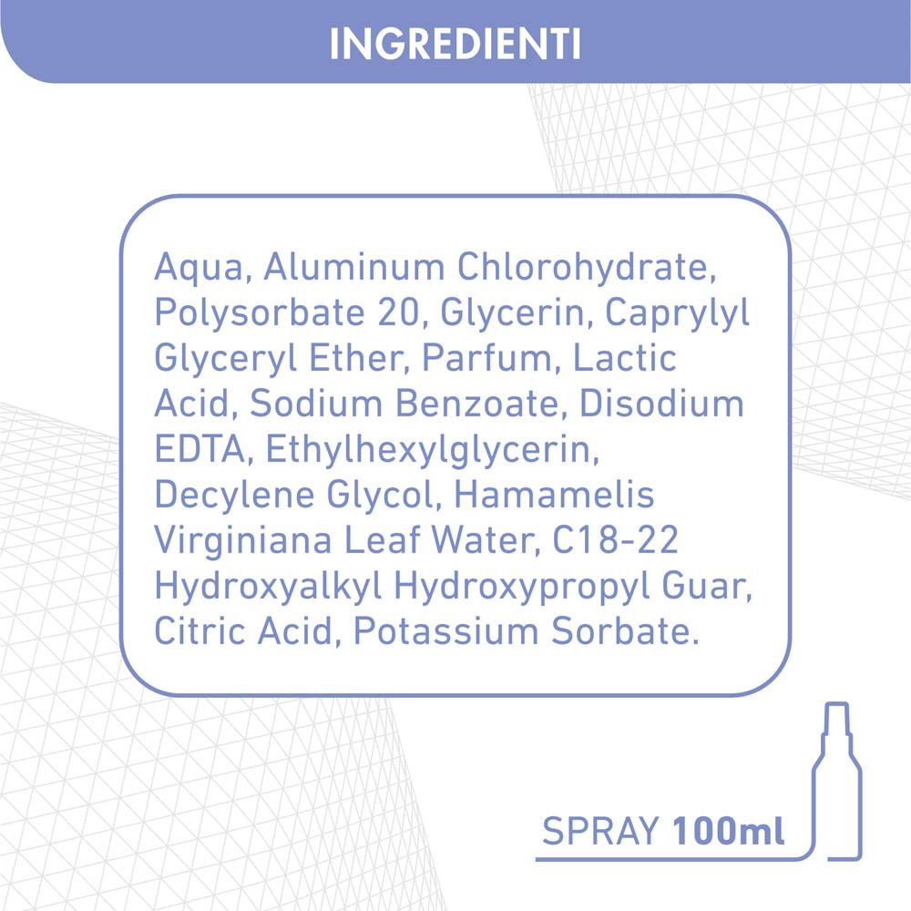 Elenco degli ingredienti per uno spray da 100 ml.