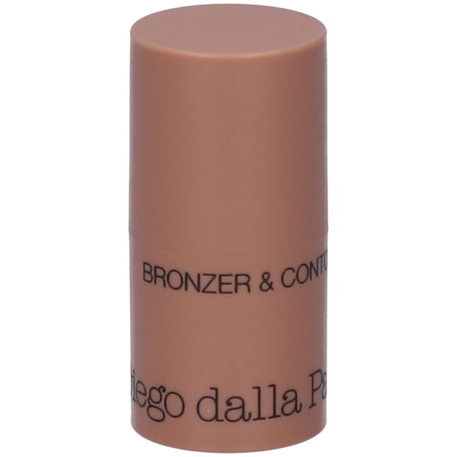 Stick Bronzer & Contour. Forma cilindrica, colore marrone. Testo: Diego dalla Palma.