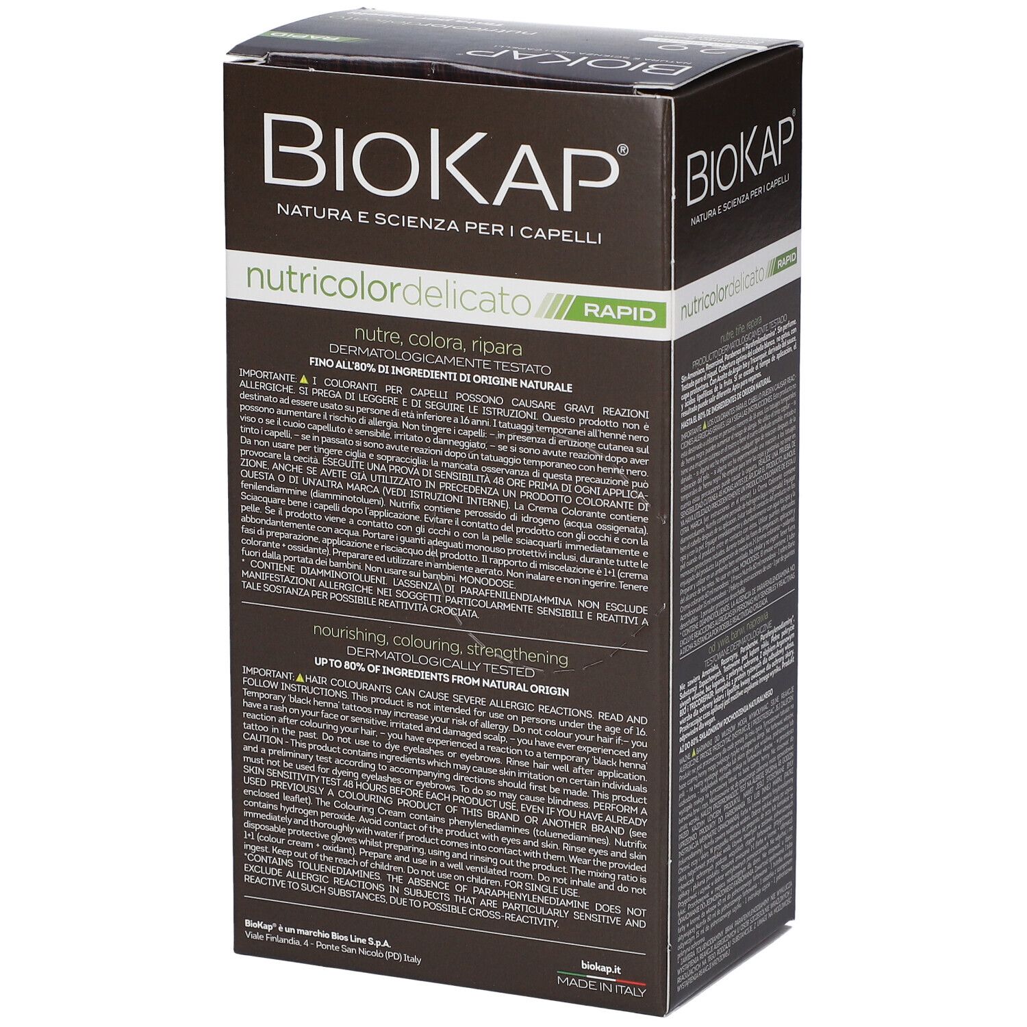 Biokap Nutricolor Delicato Rapid Haarfärbebox mit Produktinformationen.