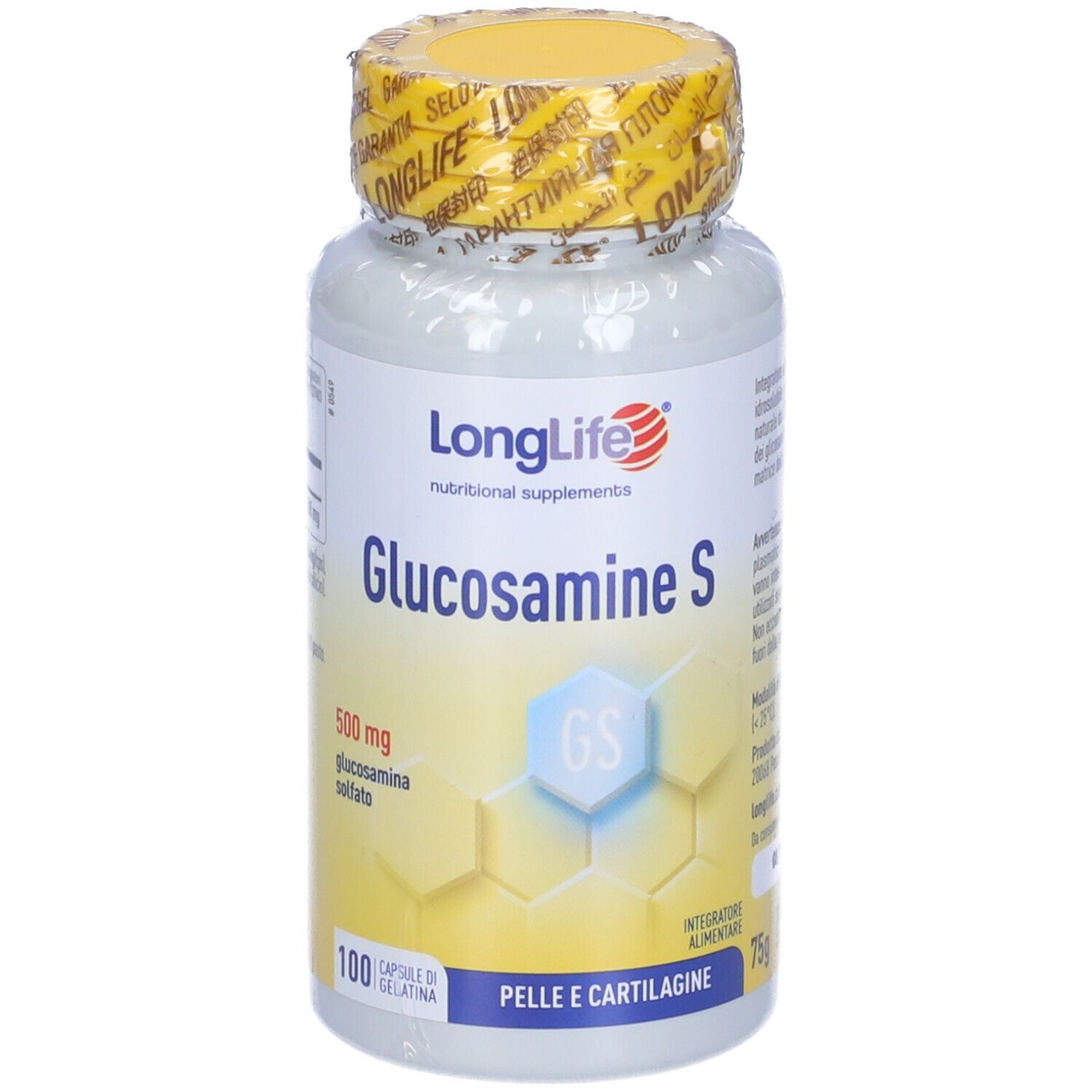 LongLife Glucosamine S Kapseldose, 100 Kapseln, 75g, mit Siegel.