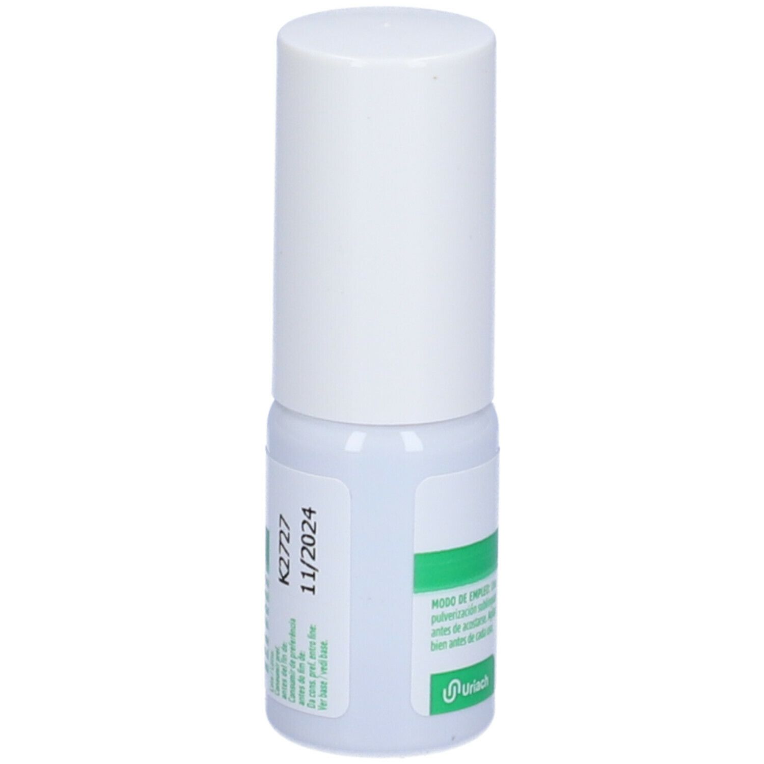 Flacone spray AQUILEA Sonno Express. Flacone bianco con etichetta verde. Tappo bianco. Nome e logo del prodotto sull'etichetta.