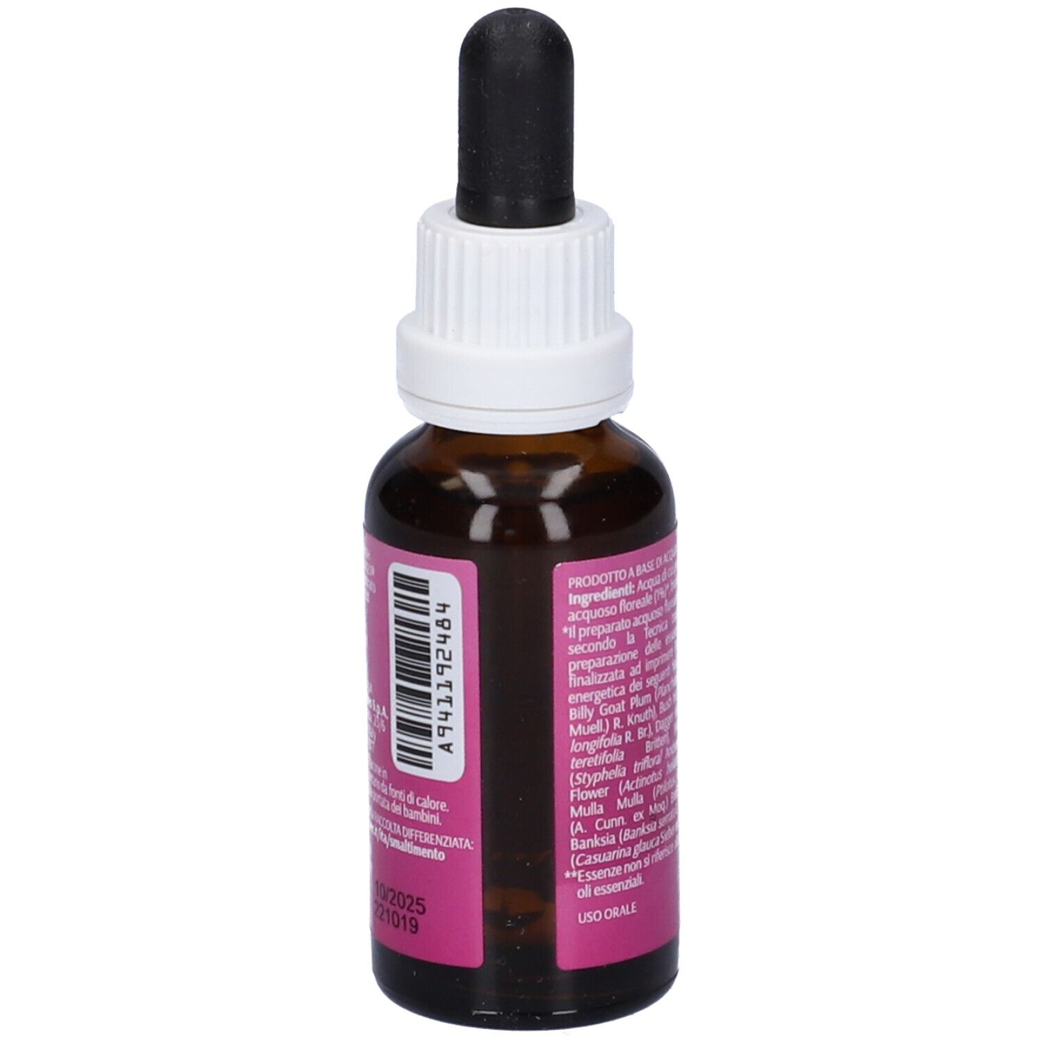 Flacone di vetro marrone con contagocce. Scritta: Emotional Beauty, 30ml. Marchio: Australian Bush Flower Essences.