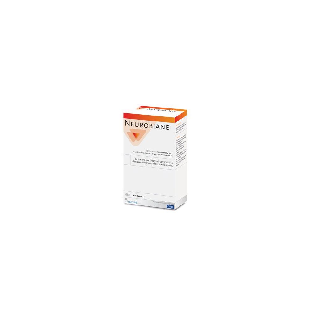 Scatola Neurobiane. Bianca e arancione. Marchio Biocure. Contiene capsule.