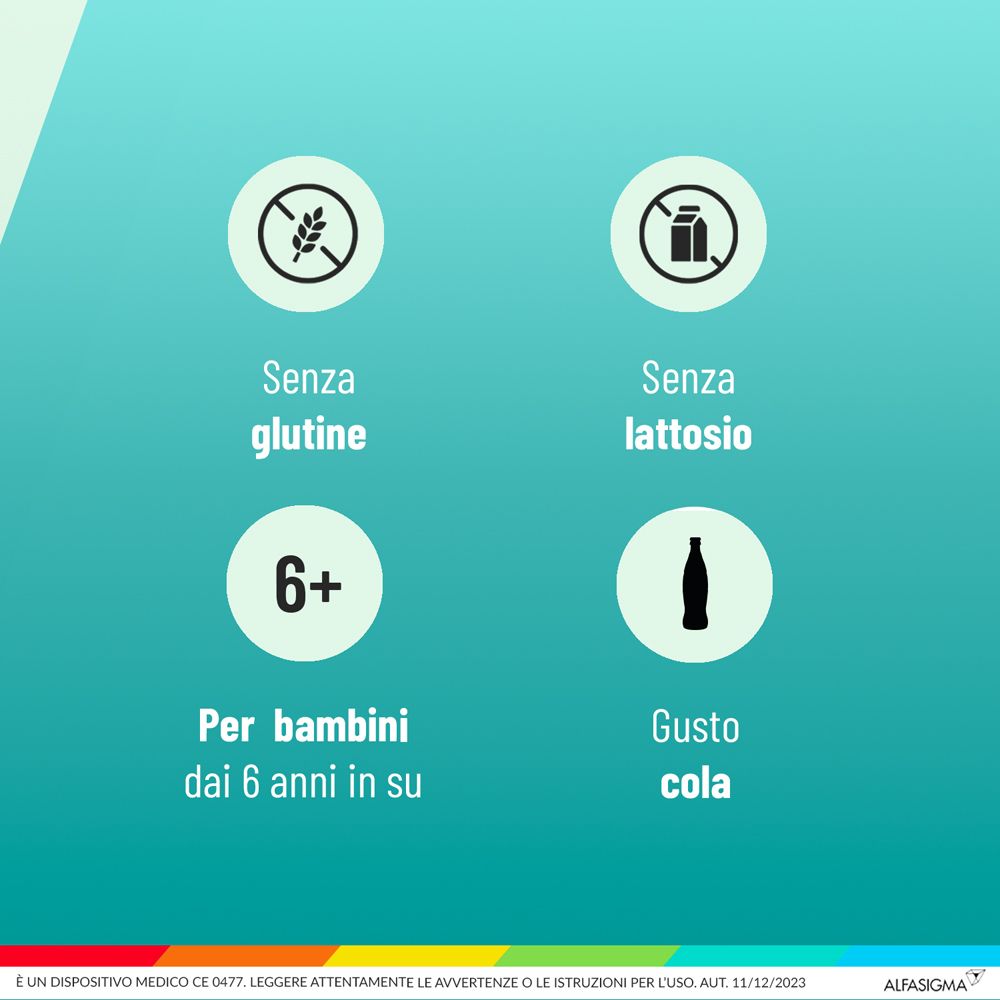 NeoBorocillina Gola Junior. Ohne Gluten und Laktose. Für Kinder ab 6 Jahren. Cola-Geschmack.