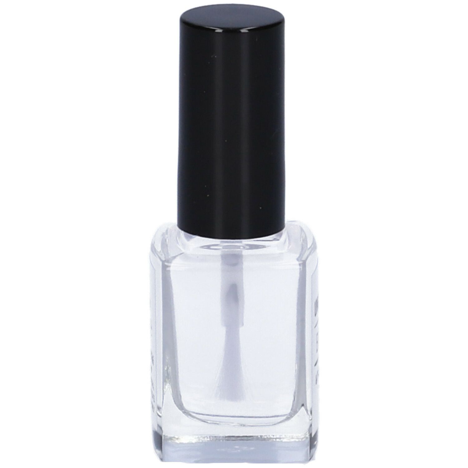 Unghiasil Base & Top Coat. Liquido trasparente in flacone quadrato di vetro con tappo nero.