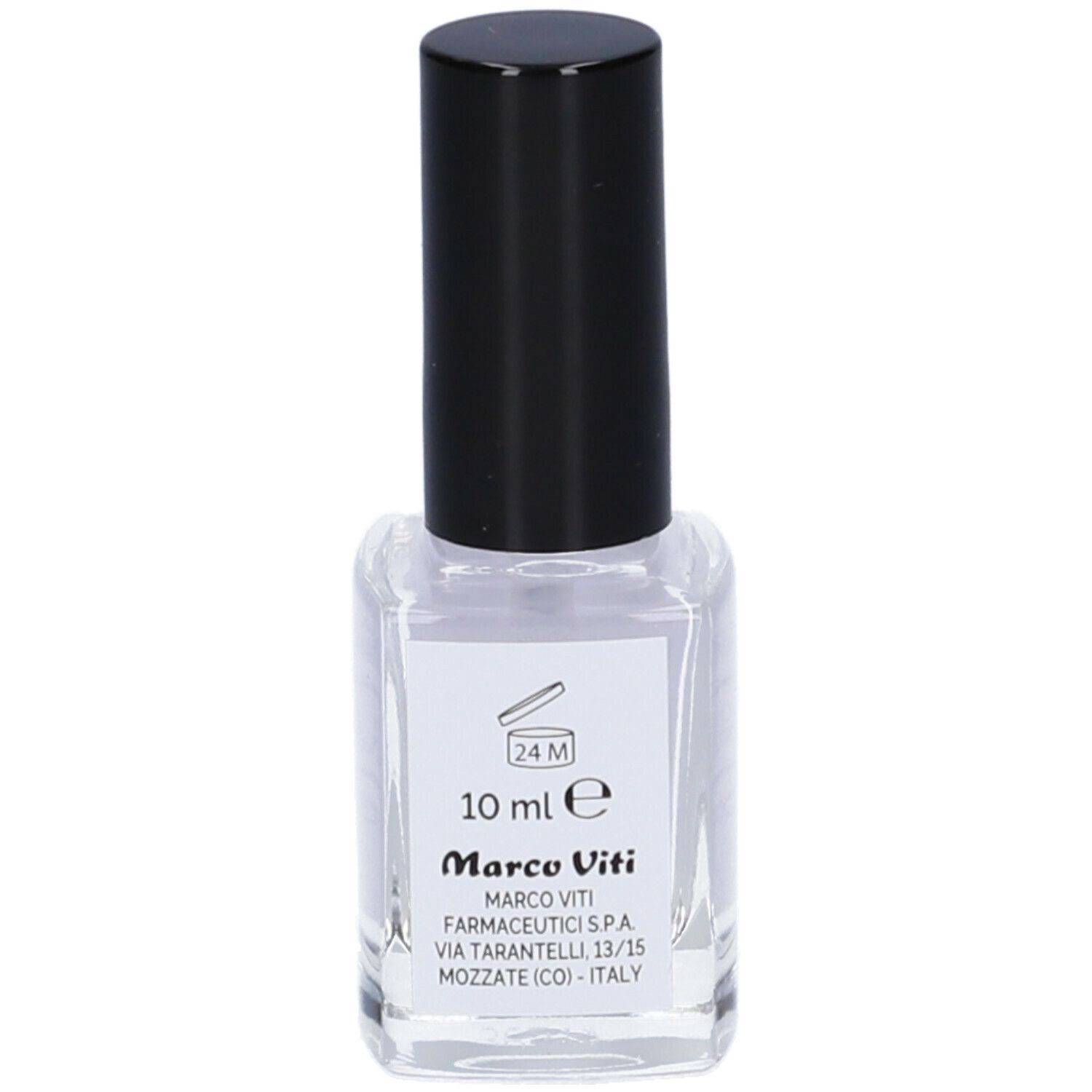 Unghiasil Base & Top Coat. Liquido trasparente in flacone quadrato di vetro con tappo nero. 10 ml.