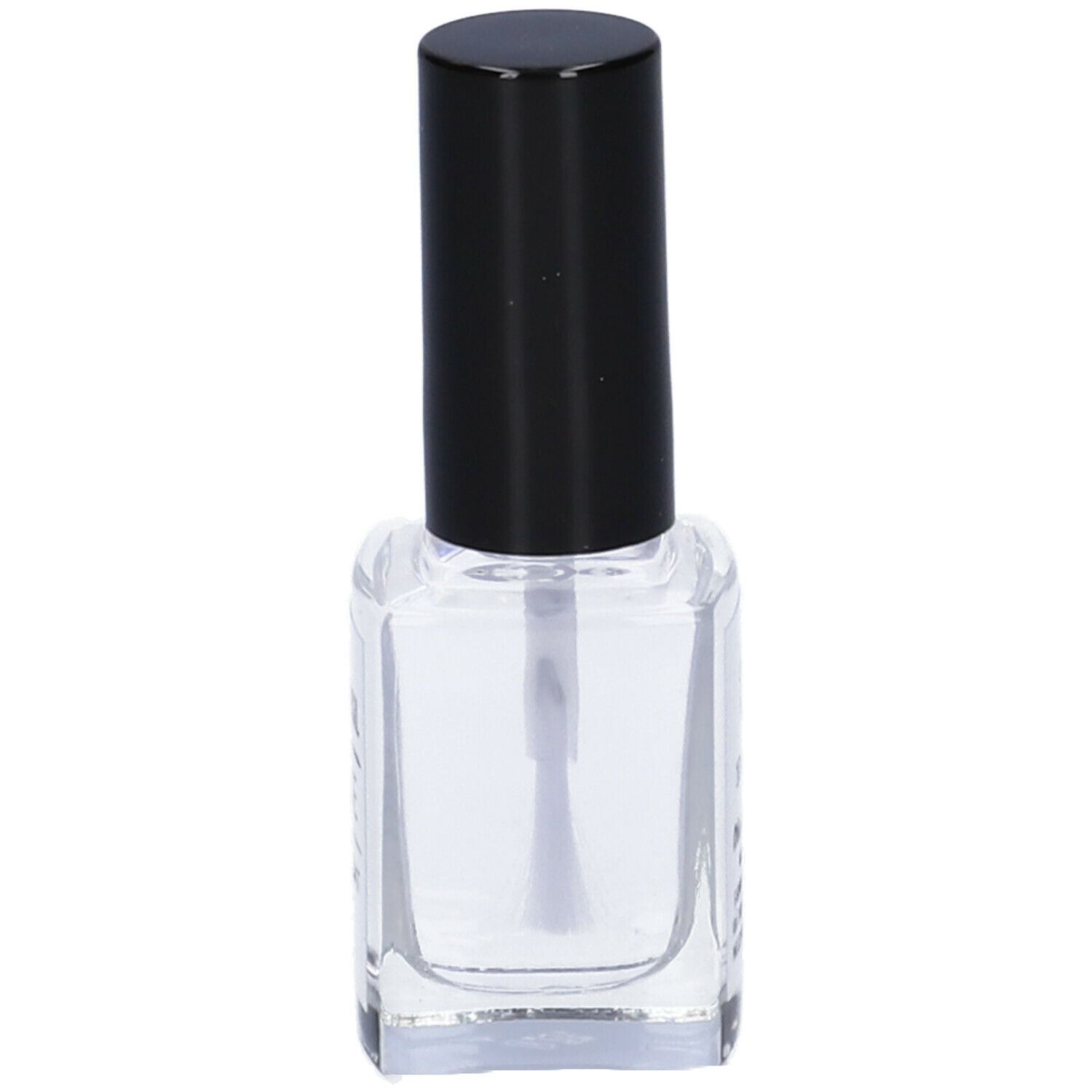 Unghiasil Base & Top Coat. Liquido trasparente in flacone quadrato di vetro con tappo nero.
