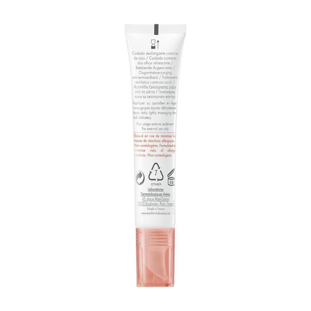 Dos du tube. Texte multilingue. Bouchon rose. Symboles de recyclage et d'ingrédients.