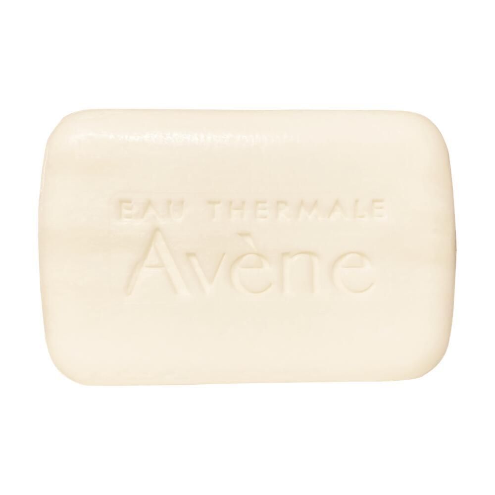 Sapone rettangolare color crema. Scritta: Eau Thermale Avène. Stampigliato.