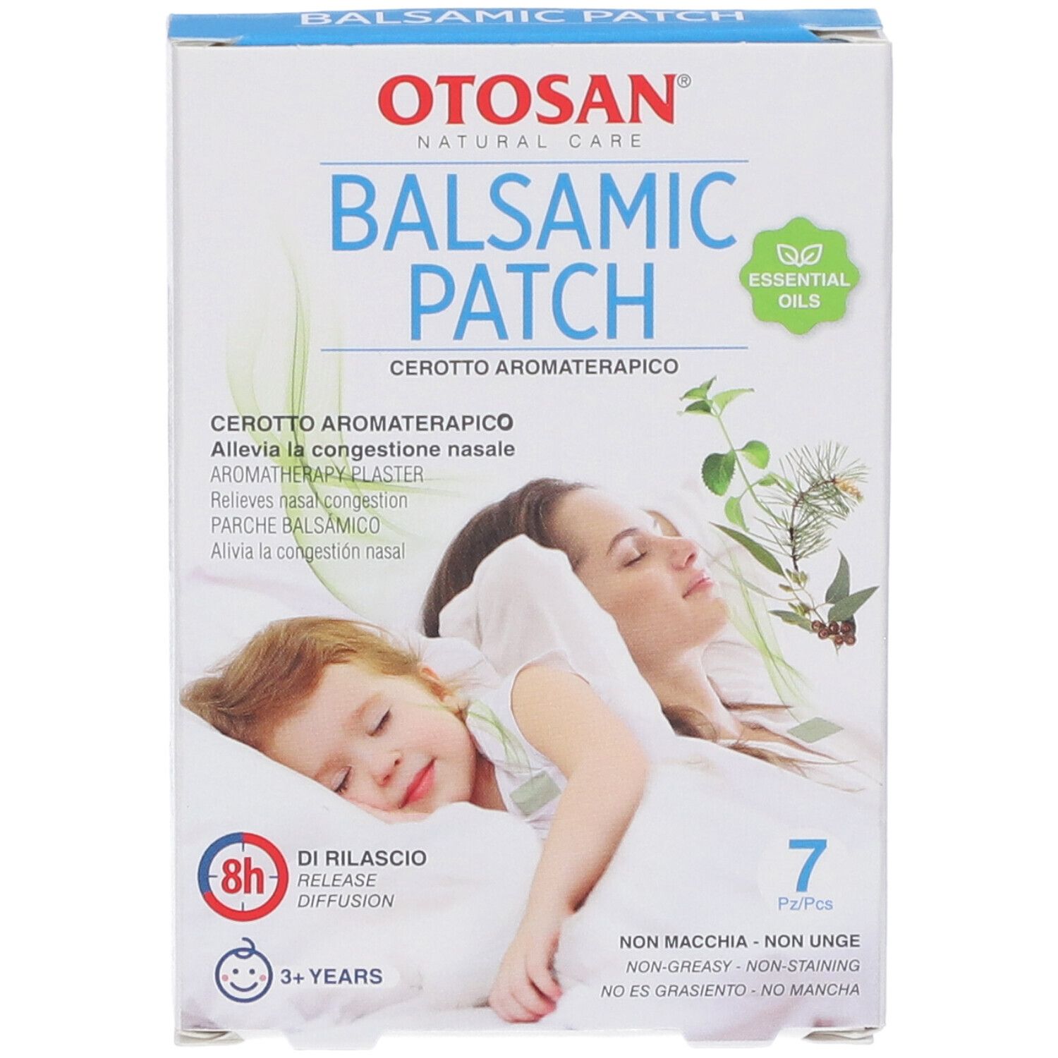 Otosan Balsamic Patch Packung mit 7 Pflastern zur Linderung von Nasenverstopfung.