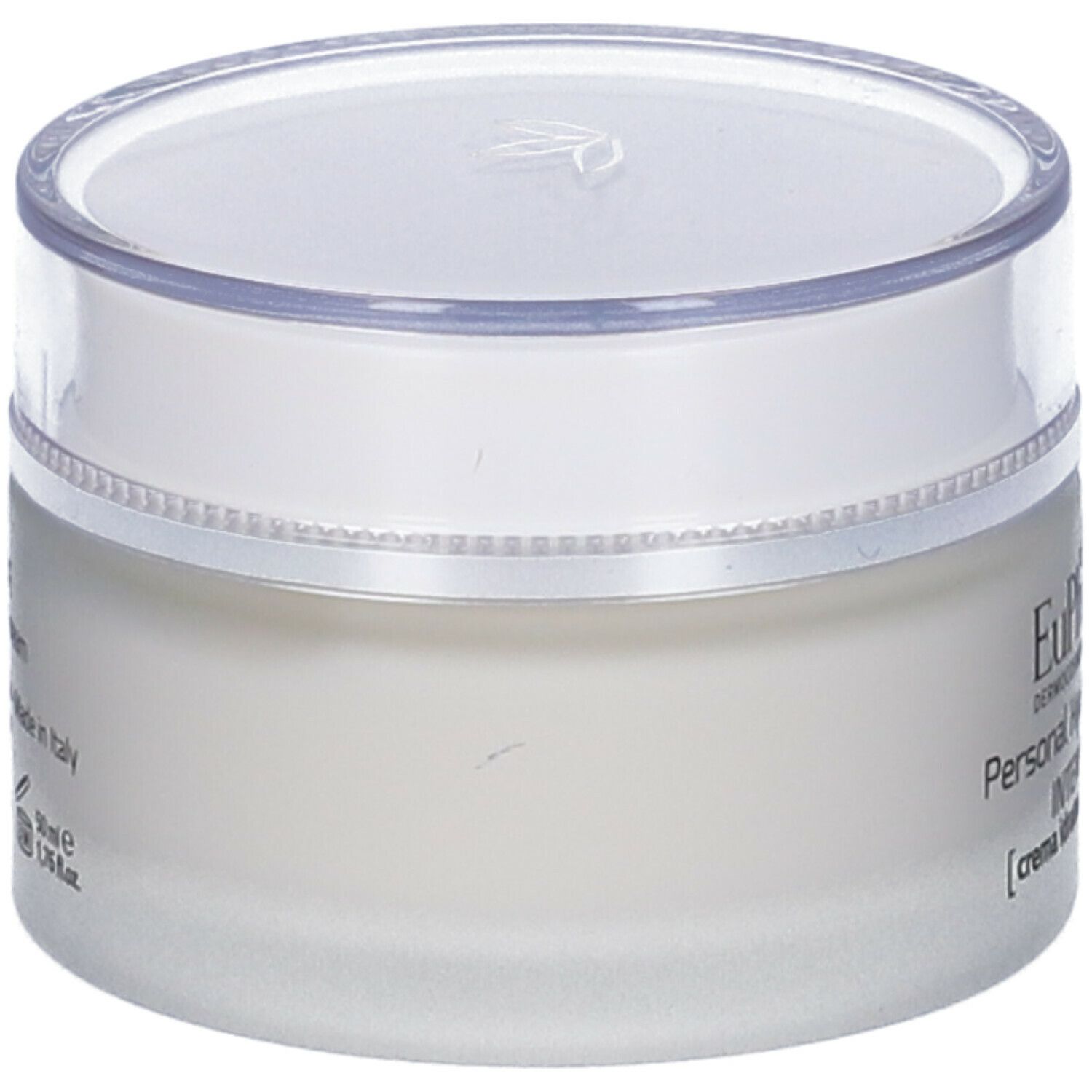 Vasetto di crema con coperchio. Scritta: Personal Hydra System, Intensiva. Made in Italy.