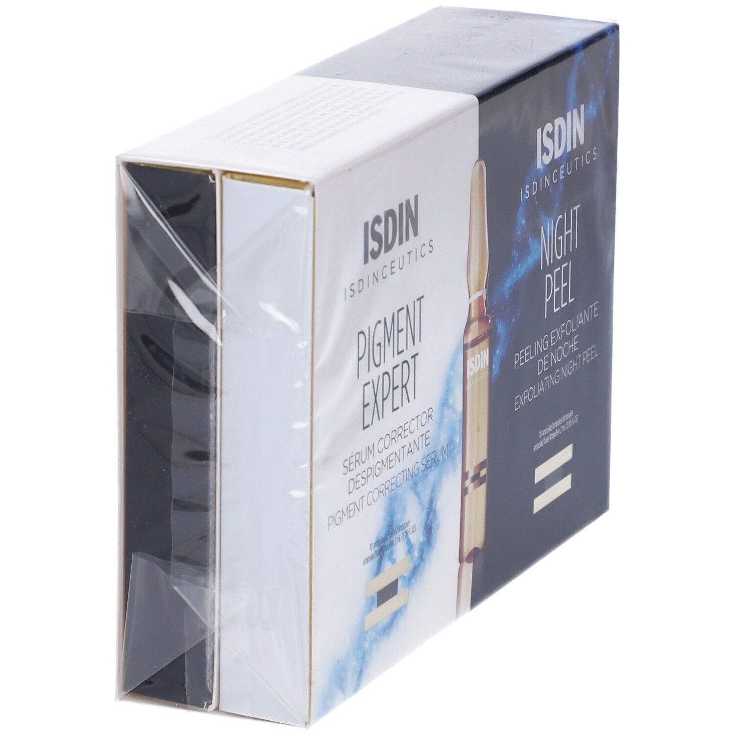 Confezione con due prodotti, confezionata. "PIGMENT EXPERT" e "NIGHT PEEL".