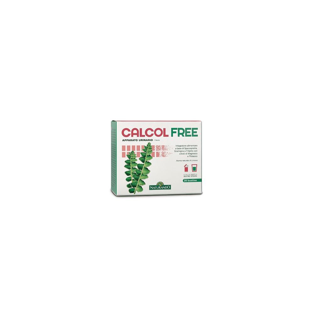 Scatola CALCOL FREE. Confezione verde e bianca con logo e 30 bustine.