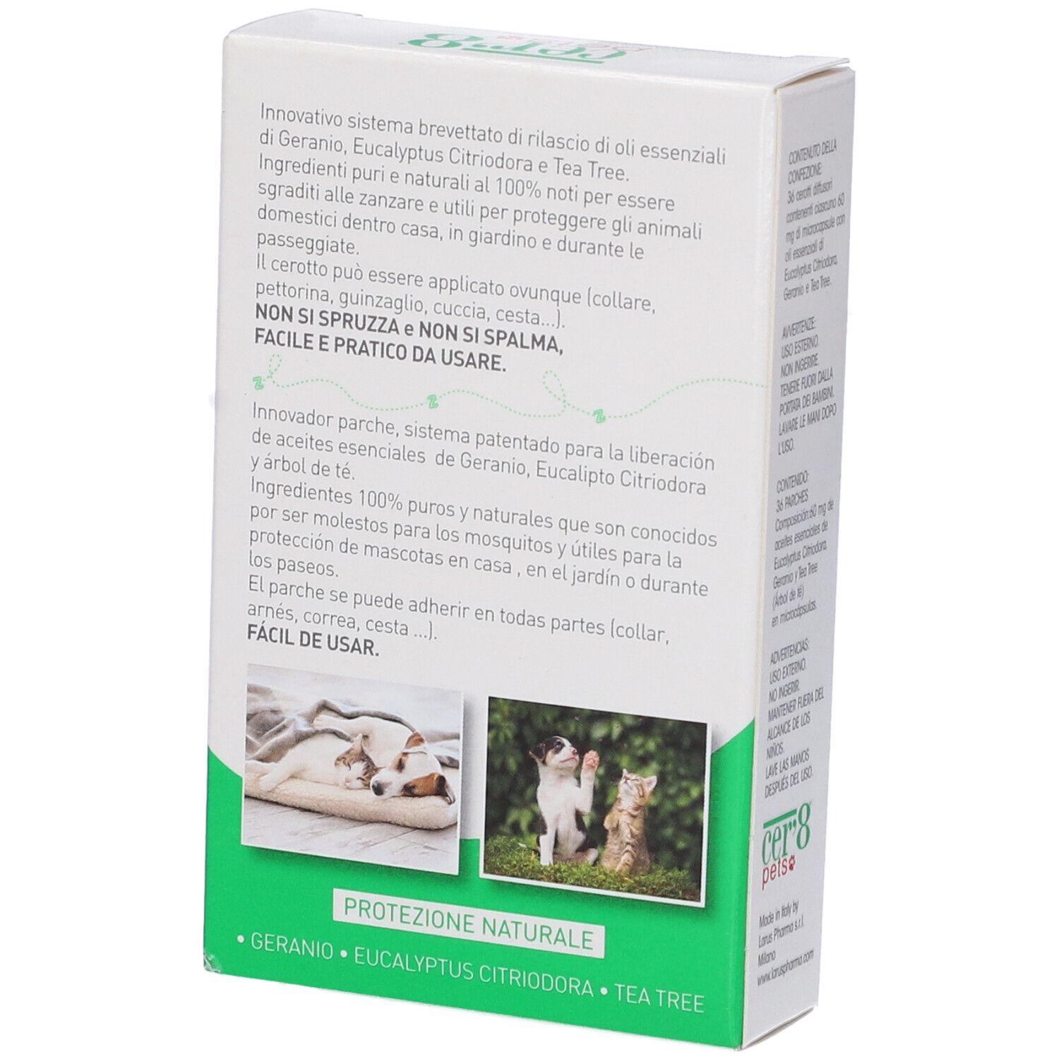 Cer'8 Pets, 36 cerotti diffusori con Geranio, Eucalipto Citriodora e Tea Tree.