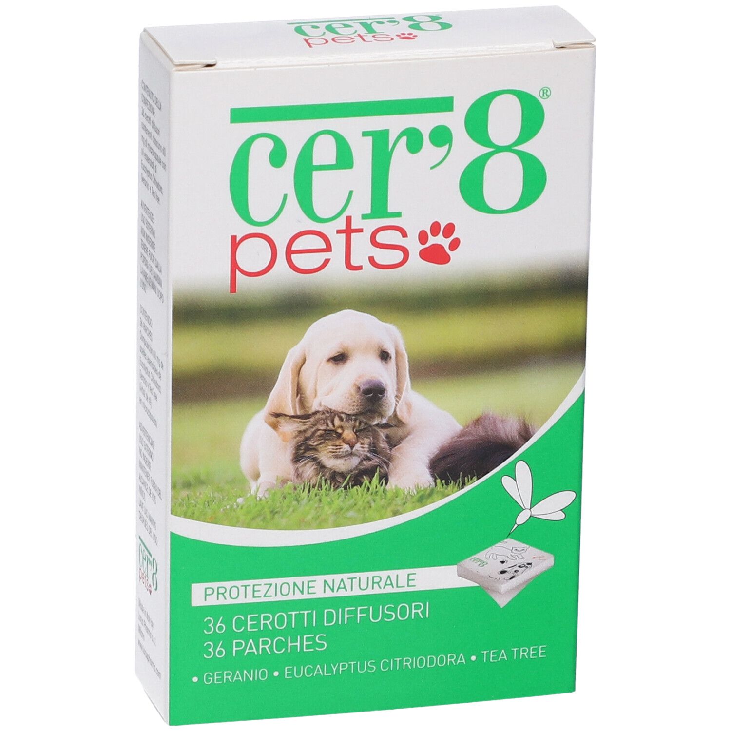 Cer'8 Pets, 36 cerotti diffusori con Geranio, Eucalipto Citriodora e Tea Tree.