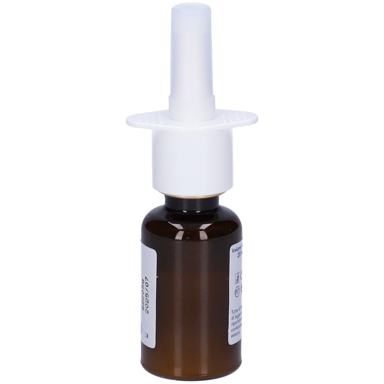 Flacone marrone con erogatore bianco. Scritta: EPICOSS, Spray Nasale. Scadenza 2026/07.