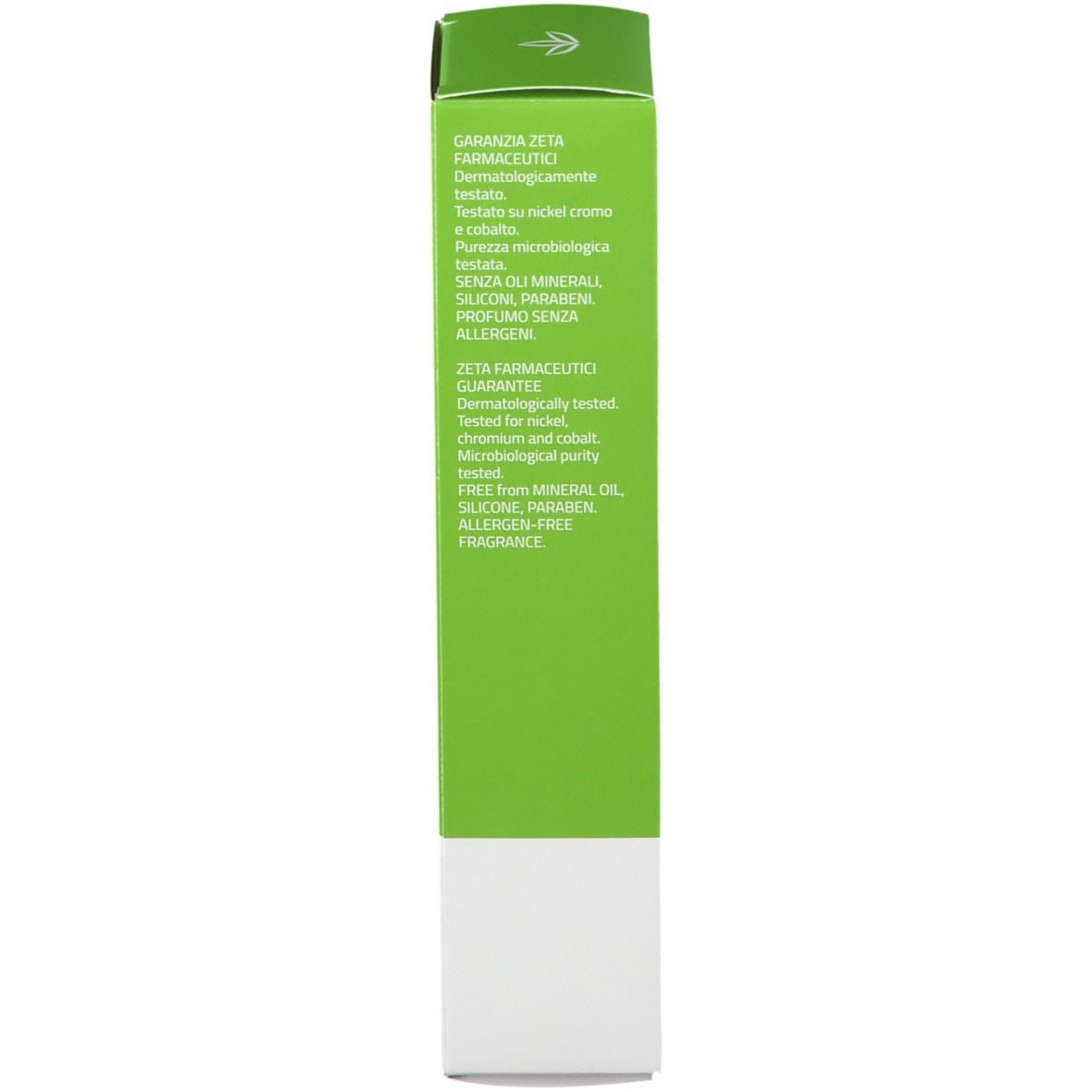 Seite der grünen Verpackung EuPhidra SEBANORM Ag Creme. Enthält Informationen zu dermatologischen Tests und Zertifizierungen.