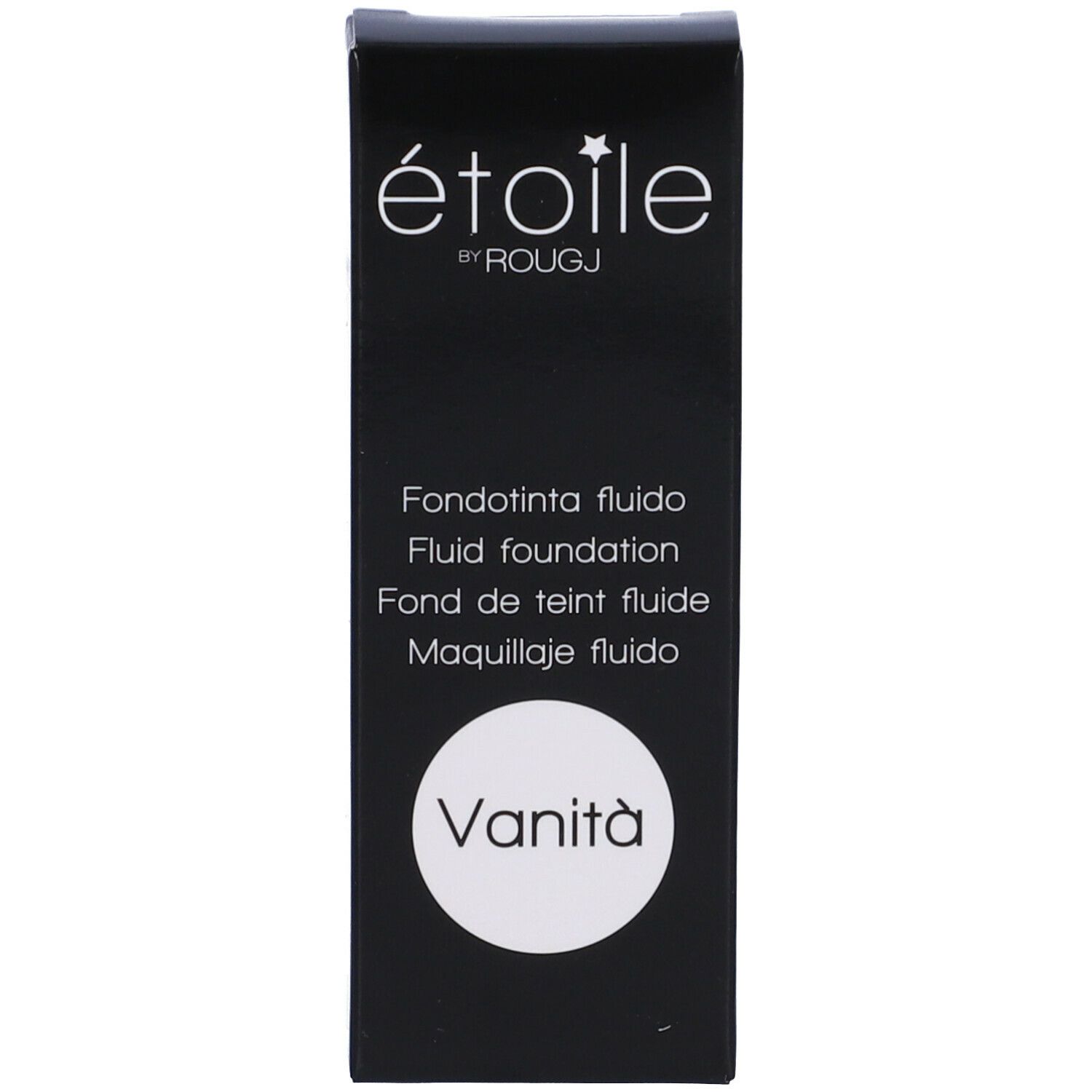 Confezione nera con scritte: étoile by ROUGJ, Fondotinta fluido, Vanità.