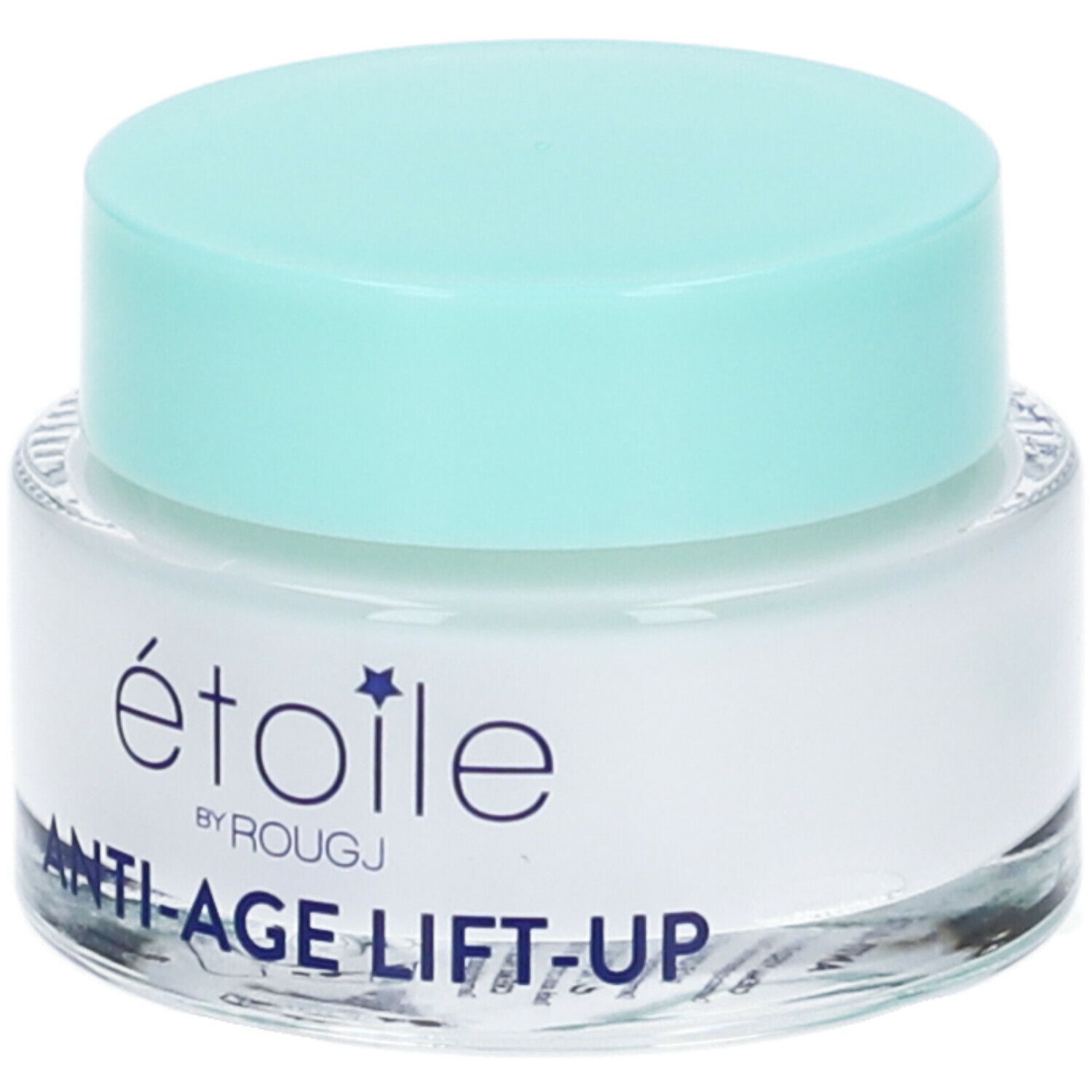 Creme-Glas mit türkis Deckel. Schriftzug: étoile, Anti-Age Lift-Up.