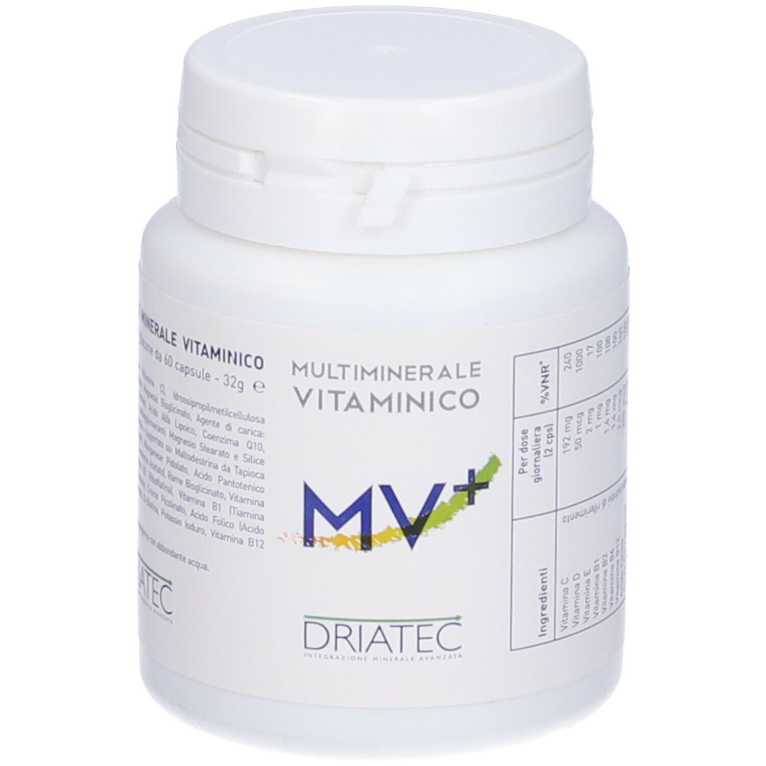Flacone bianco con capsule. Scritta: 'Oximix MV+ Multi Minerale Vitaminico'.