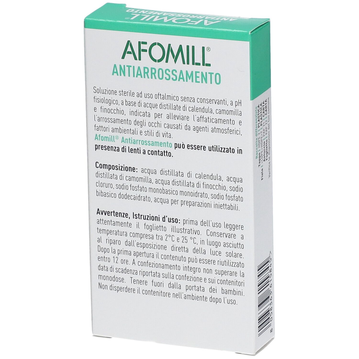 AFOMILL Anti-Rötung Augentropfen, 10 Einzeldosen.