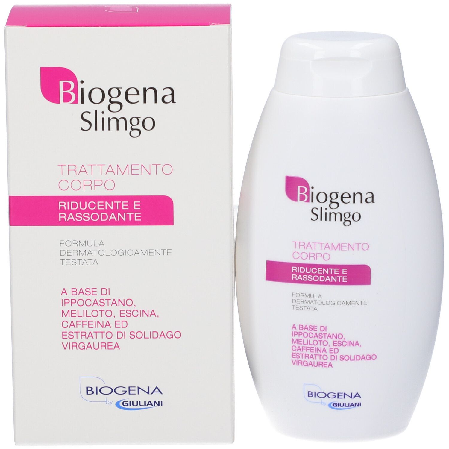 Biogena Slimgo Körperbehandlung Flasche und Karton, reduzierend und straffend.