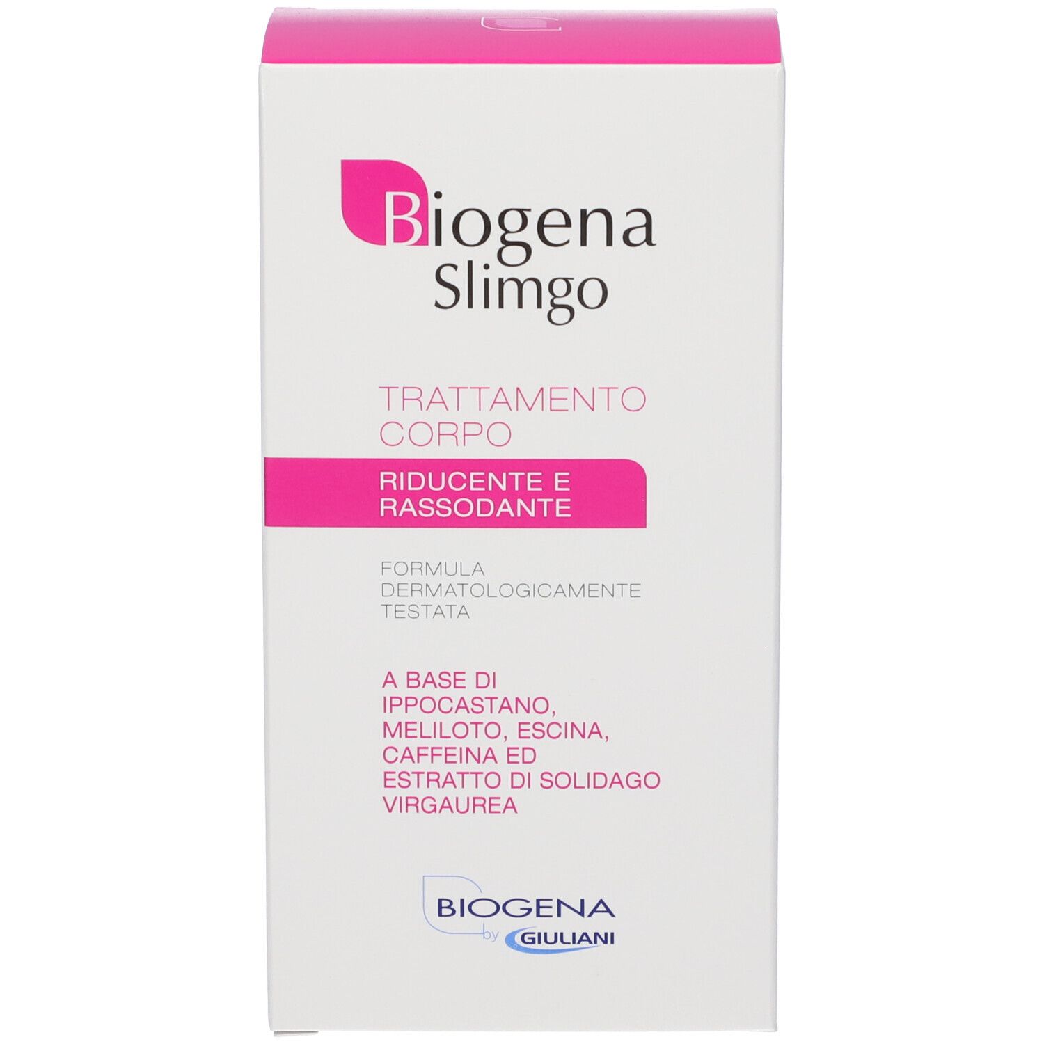 Vorderseite des Biogena Slimgo Kartons, reduzierend und straffend.