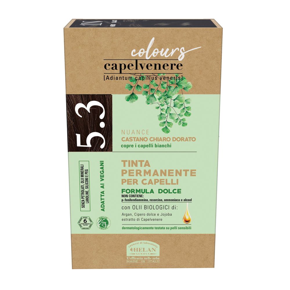HELAN Capelvenere - Tinta Permanente Per Capelli Formula Dolce N. 5.3 Castano chiaro dorato - Immagine 5