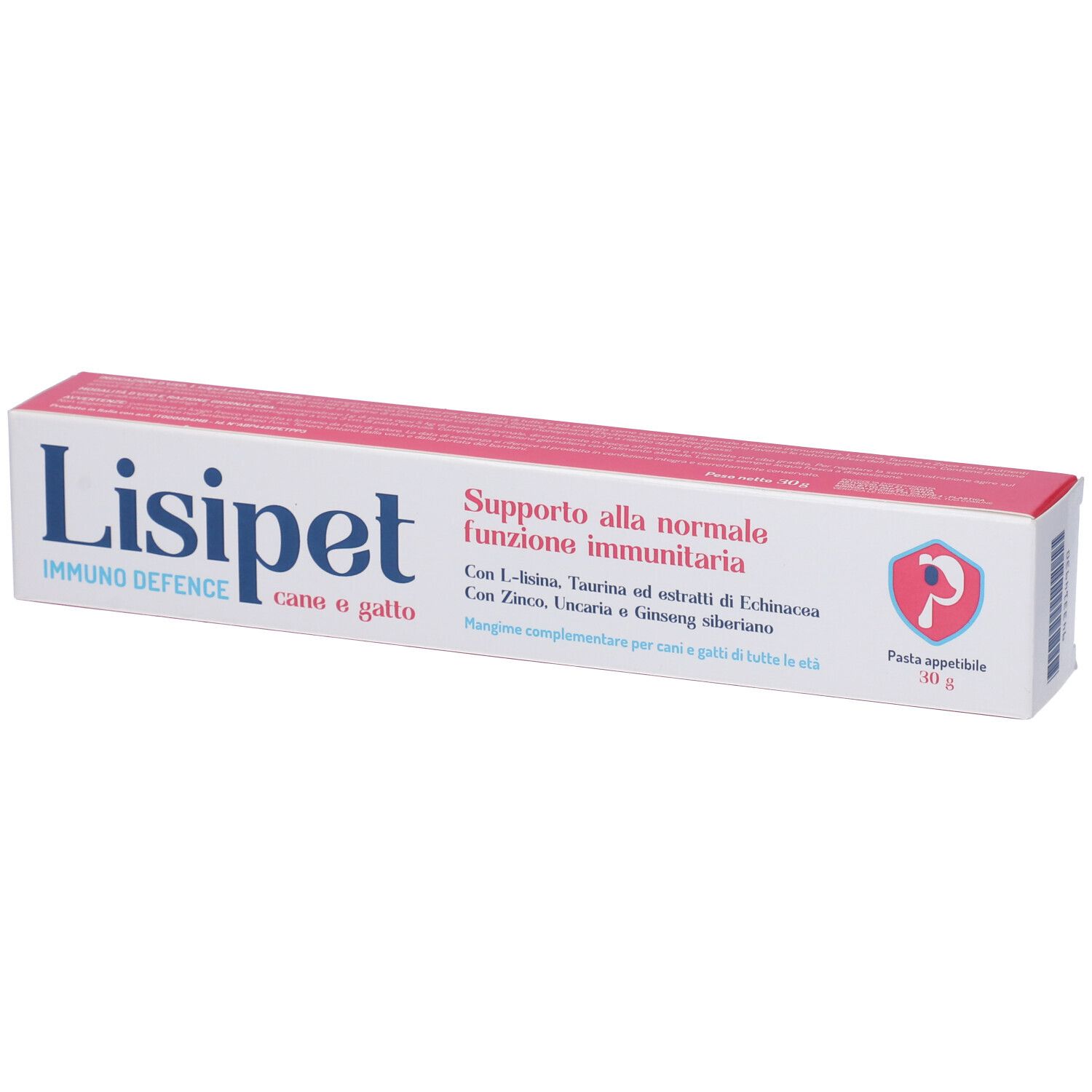 Confezione Lisipet Immuno Defence. Testo: Supporto alla normale funzione immunitaria. Per cani e gatti.