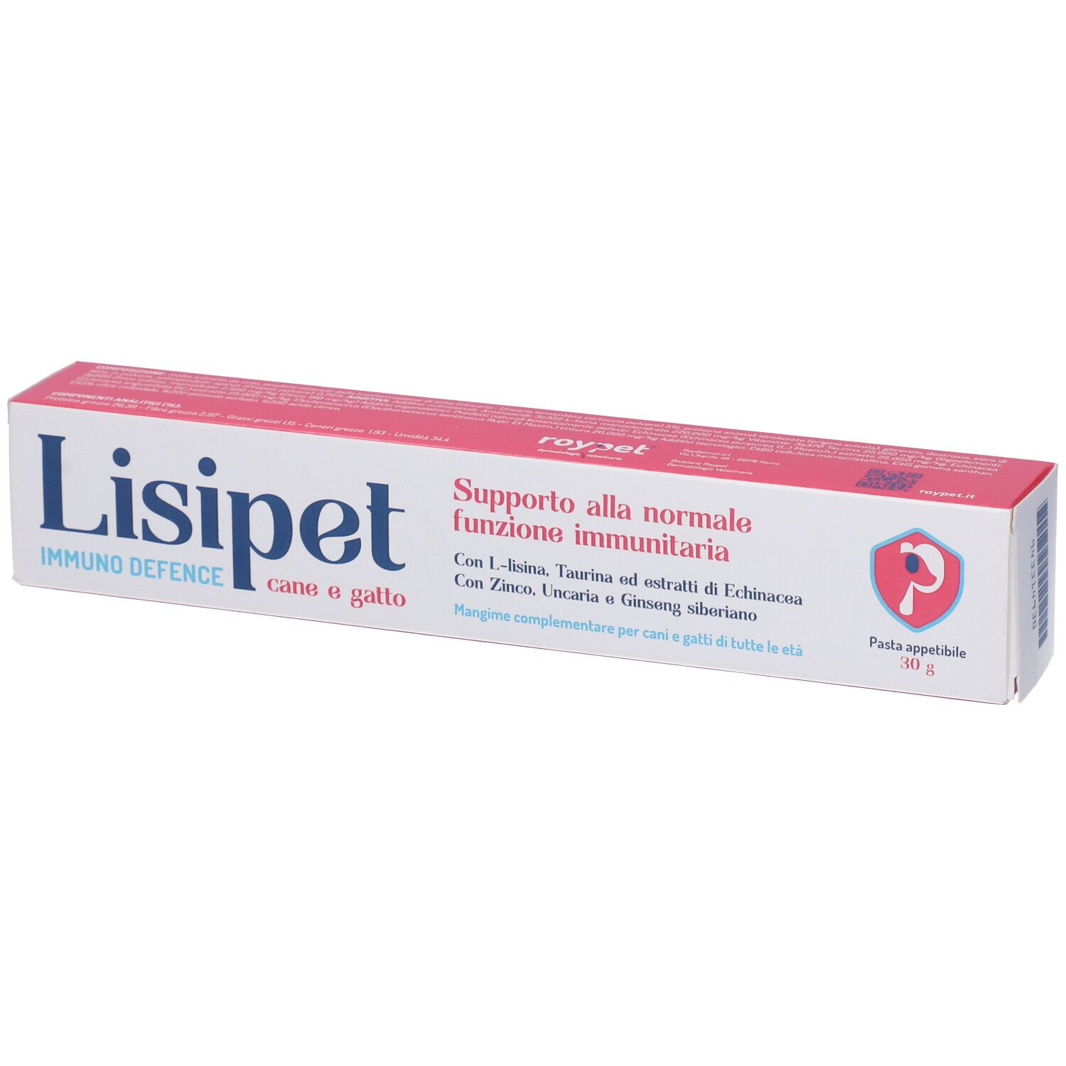 Confezione Lisipet Immuno Defence. Testo: Supporto alla normale funzione immunitaria. Per cani e gatti.