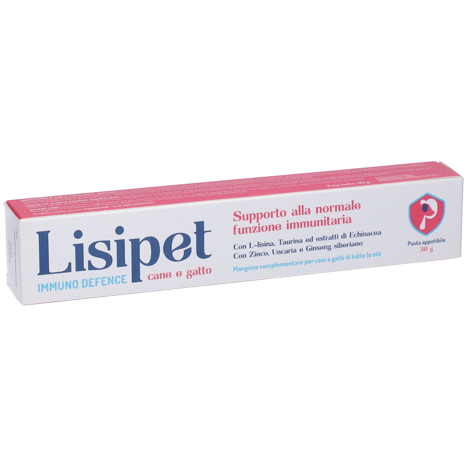 Confezione Lisipet Immuno Defence. Testo: Supporto alla normale funzione immunitaria. Per cani e gatti.