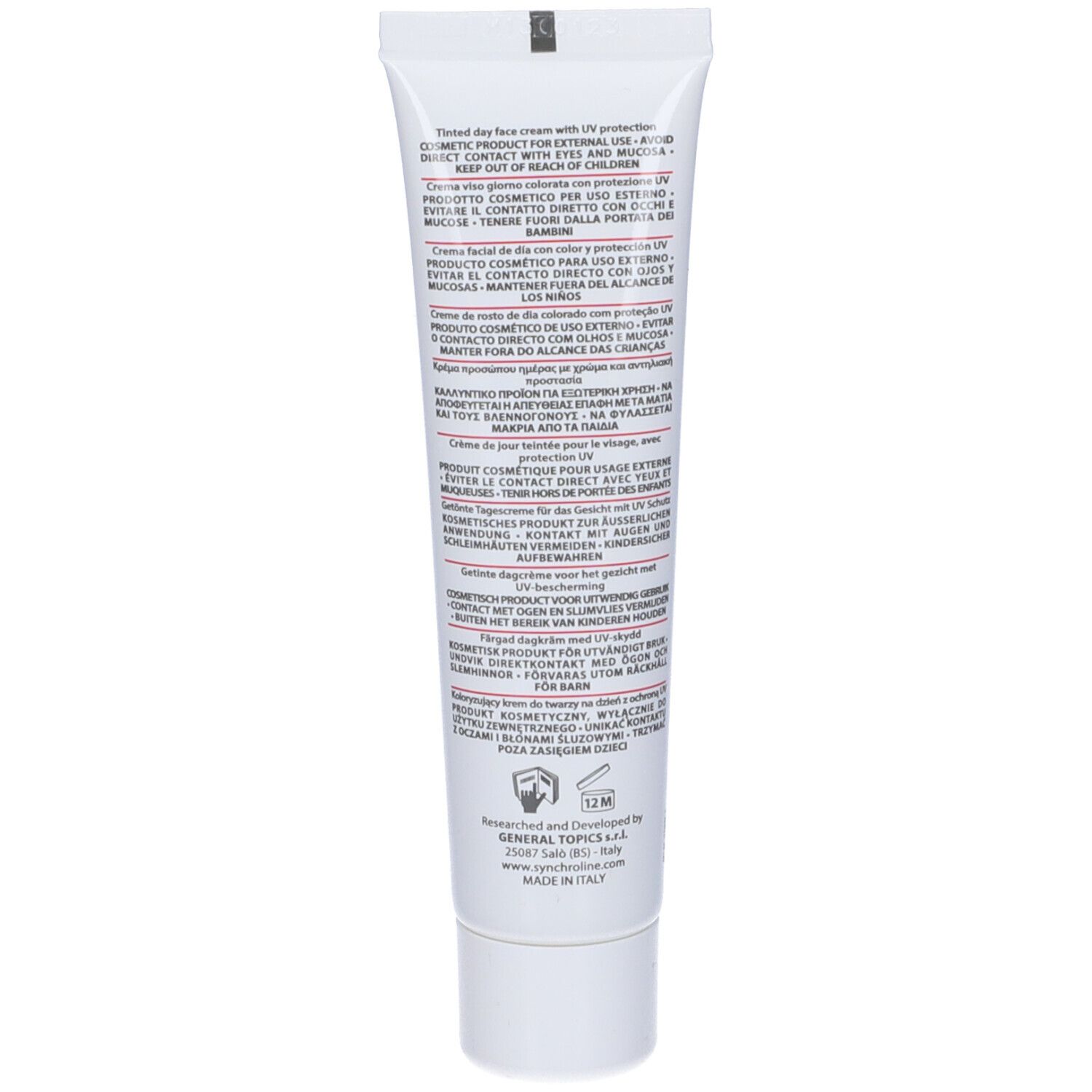 Retro del tubo crema Rosacure Intensive. Contiene informazioni, avvertenze e dati del produttore.