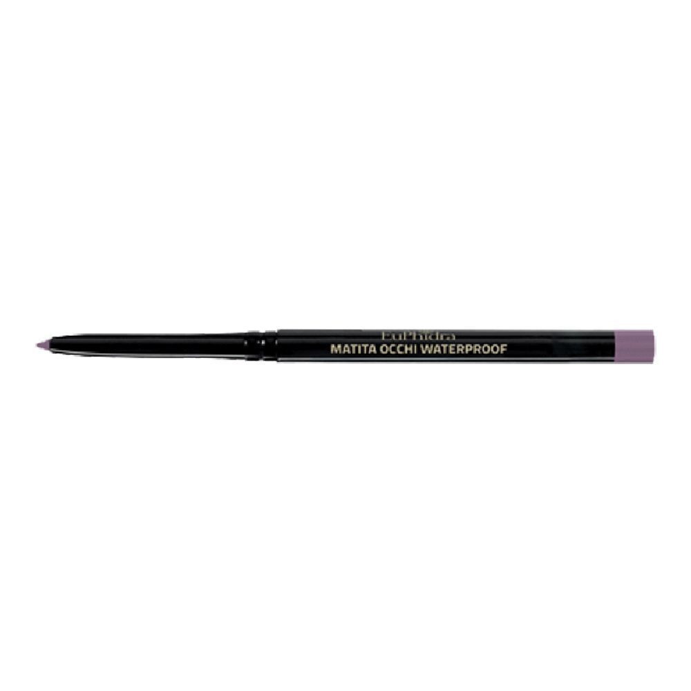 Matita occhi nera con punta viola. Scritta: MATITA OCCHI WATERPROOF. Marchio Euphidra.