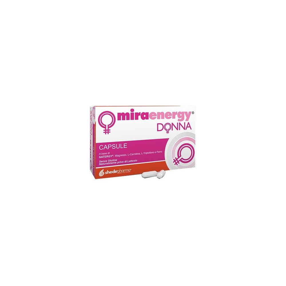 Scatola di capsule Miraenergy Donna. Design rosa e bianco. Una capsula accanto.