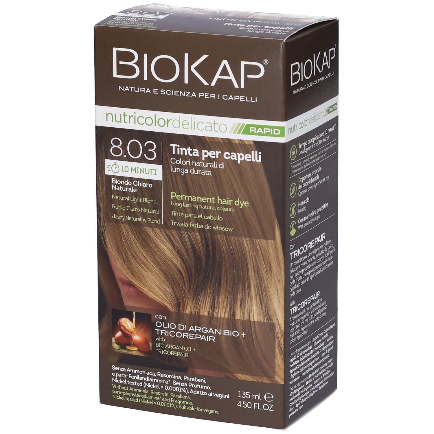 Biokap Nutricolor Delicato Rapid 8,03 Biondo Chiaro Naturale 135 Ml