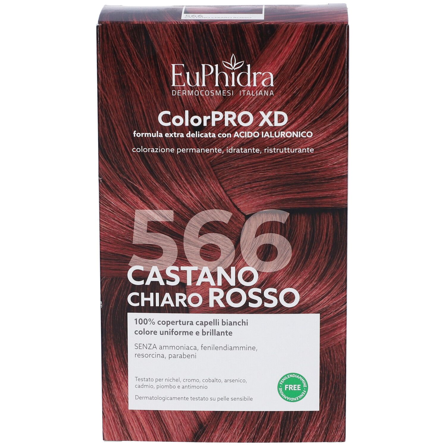 Euphidra ColorPRO XD Haarfarbenbox, Farbton 566 Hellbraun Rot. Formel mit Hyaluronsäure.
