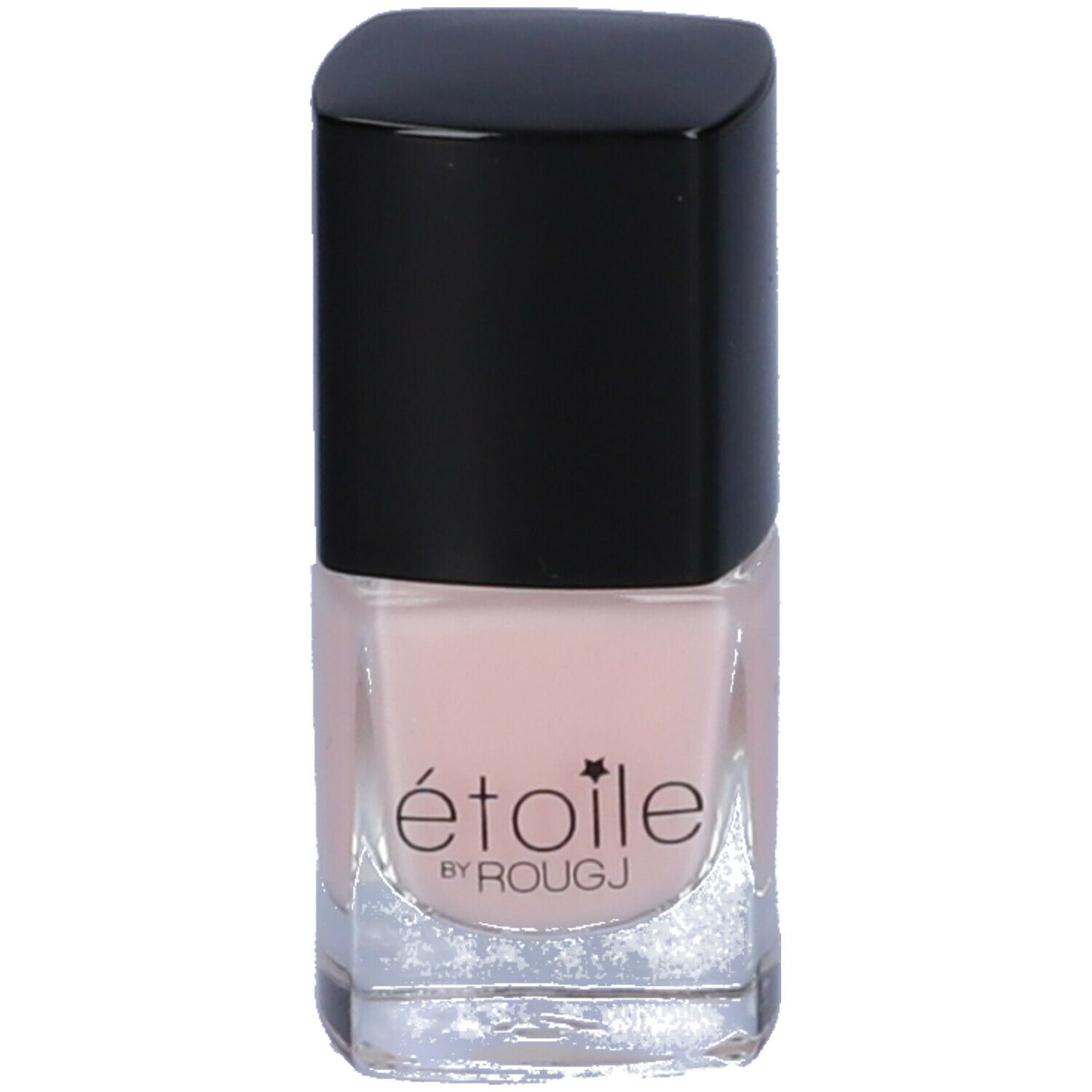 Flacone di smalto con tappo nero. Scritta: étoile by ROUGJ. Contenuto: rosa.