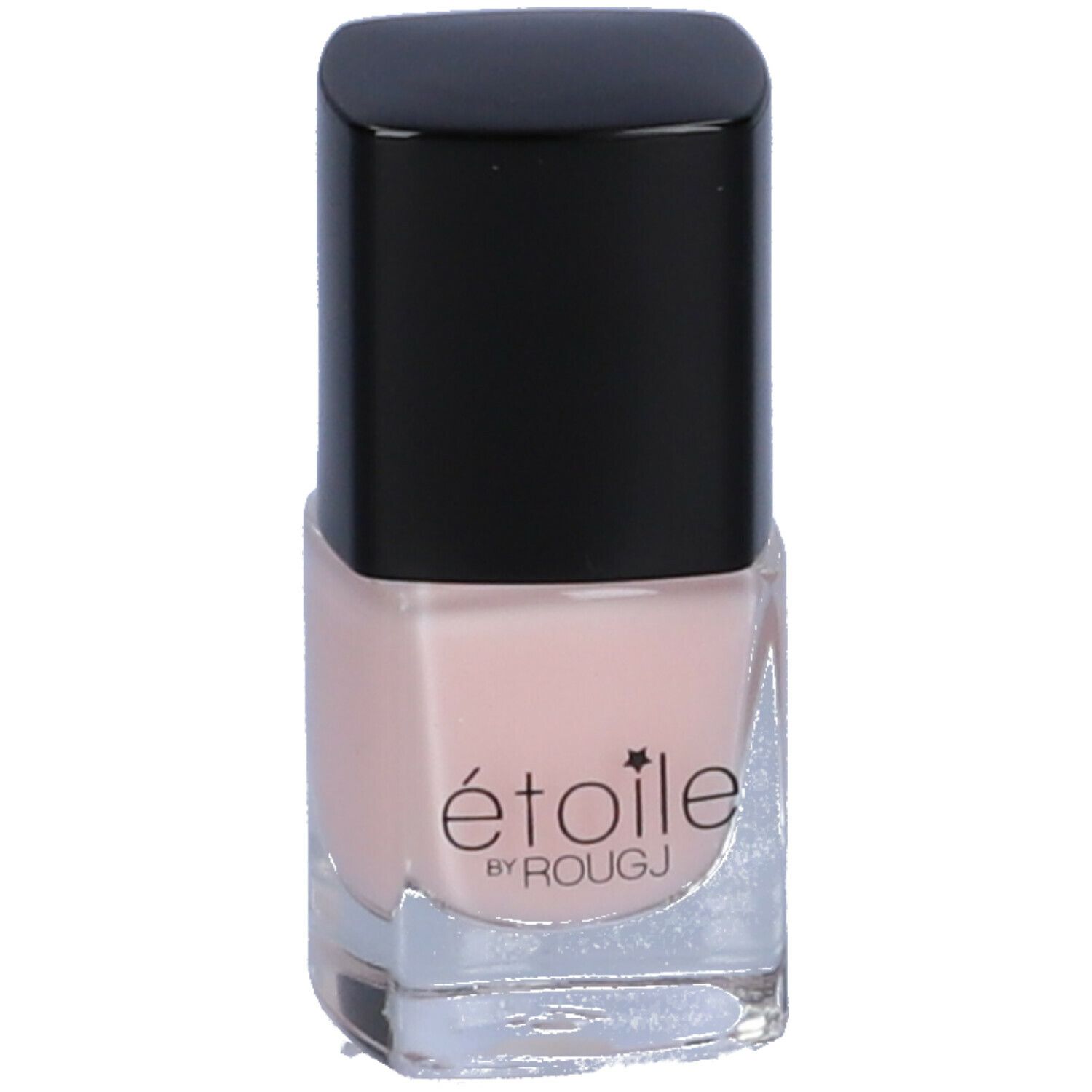 Flacone di smalto con tappo nero. Scritta: étoile by ROUGJ. Contenuto: rosa.