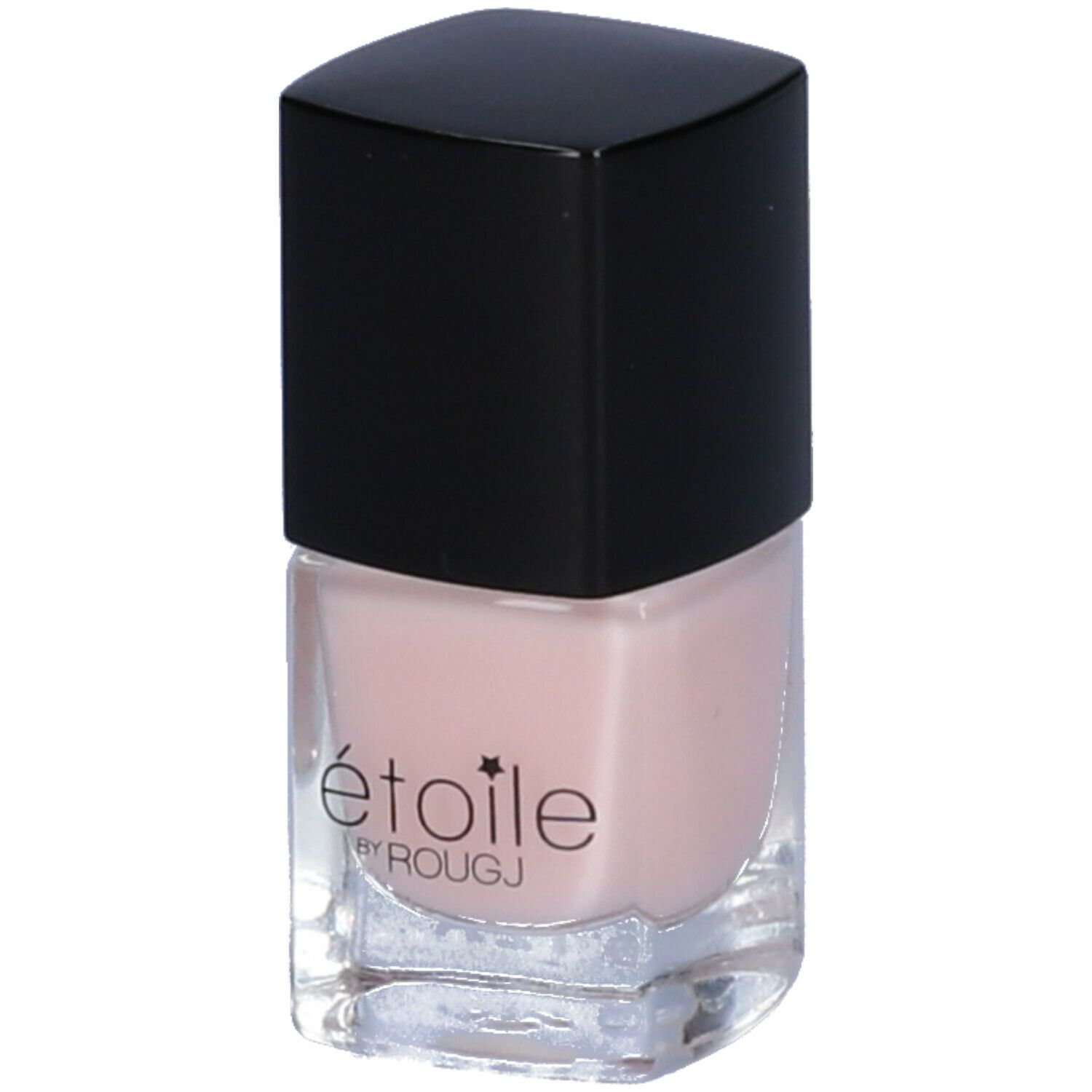 Flacone di smalto con tappo nero. Scritta: étoile by ROUGJ. Contenuto: rosa.