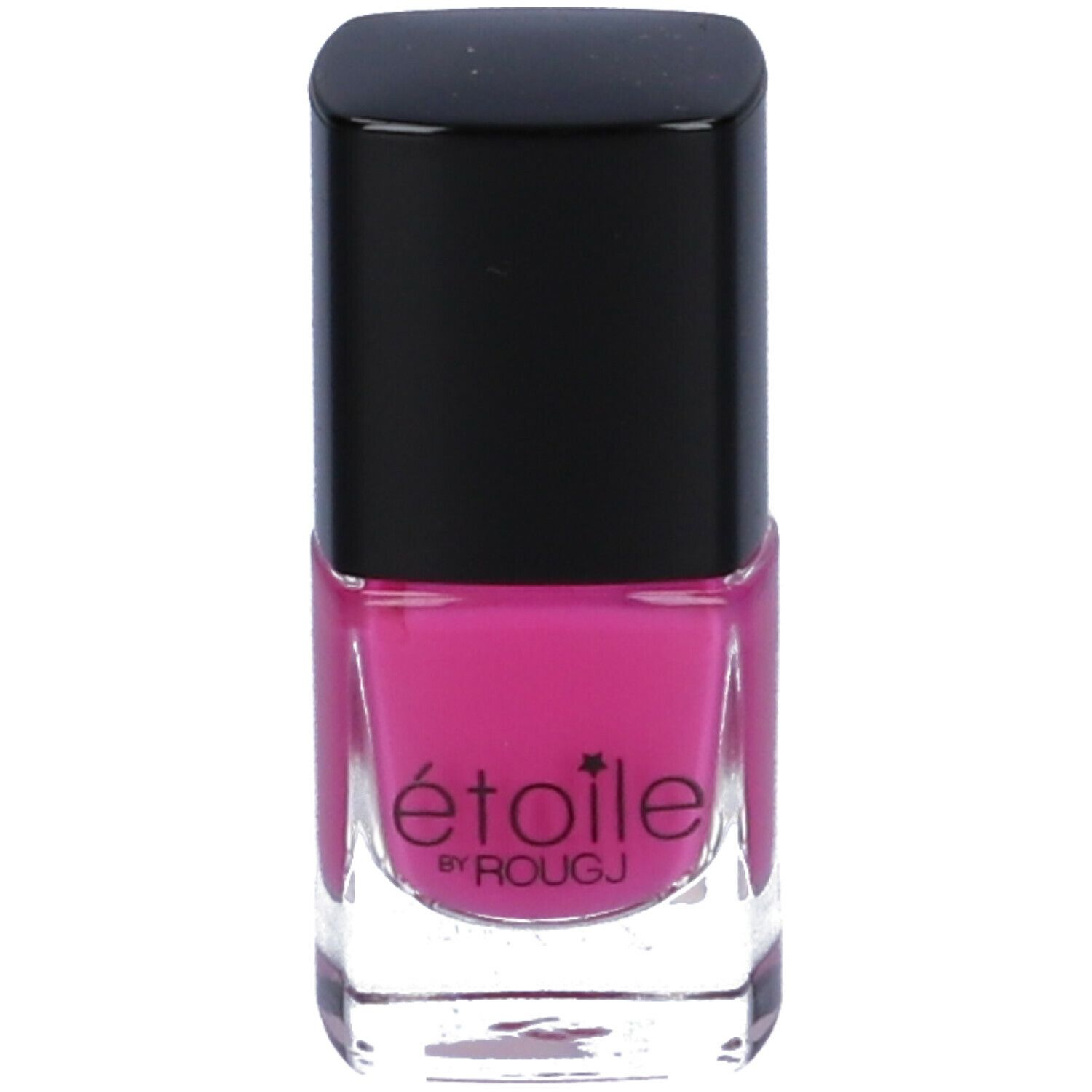 Flacone di smalto rosa con tappo nero. Scritta: étoile by ROUGJ.