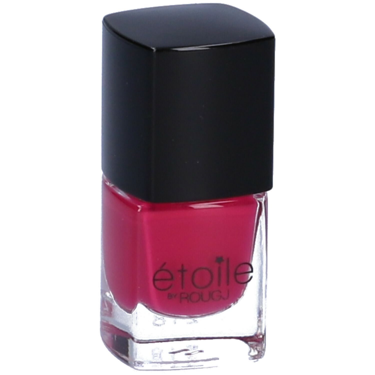 Flacone di smalto con tappo nero. Smalto rosa. Scritta: étoile by ROUGJ.
