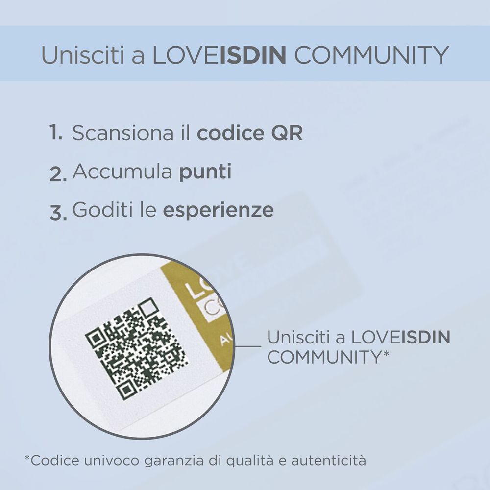 Codice QR. Testo: Unisciti a LOVEISDIN COMMUNITY. Scansiona il codice QR.