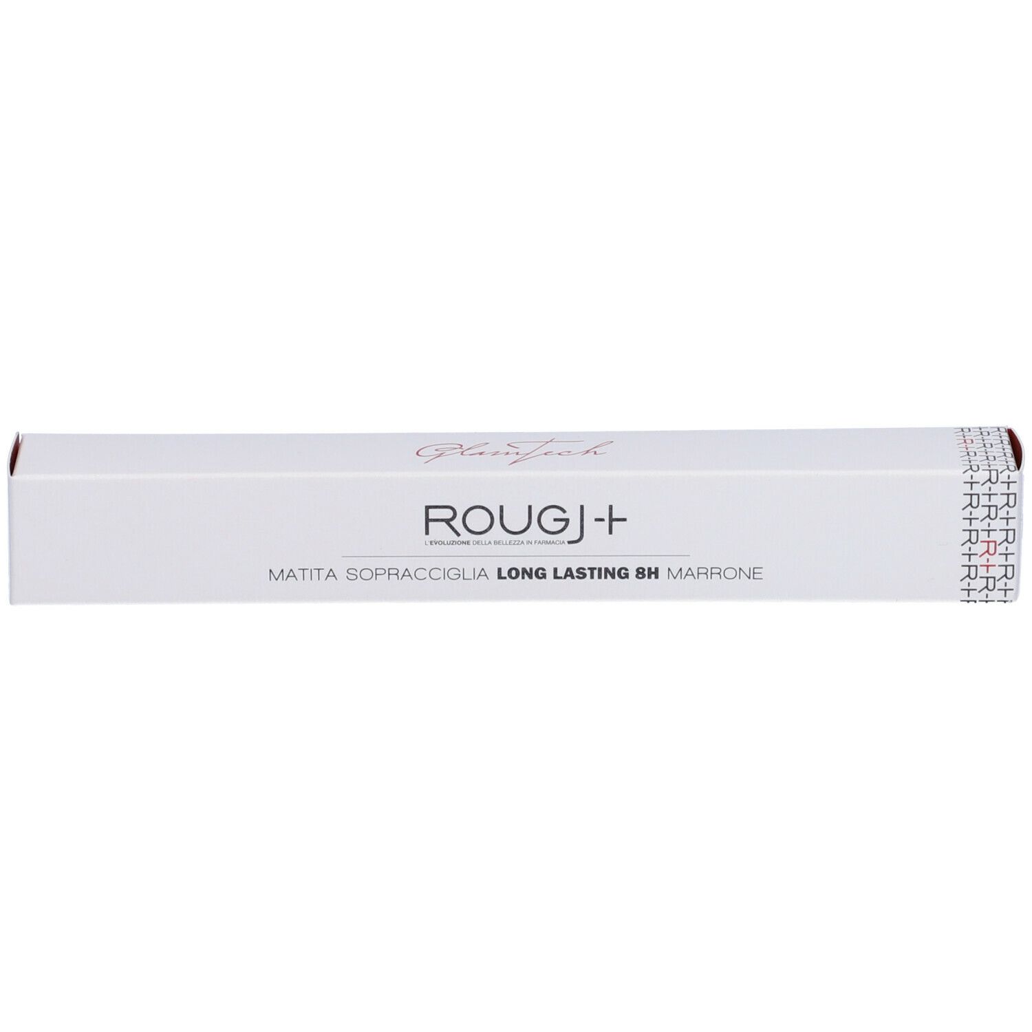 Confezione bianca con nome del prodotto e scritta. Scritta: MATITA SOPRACCIGLIA LONG LASTING 8H MARRONE.