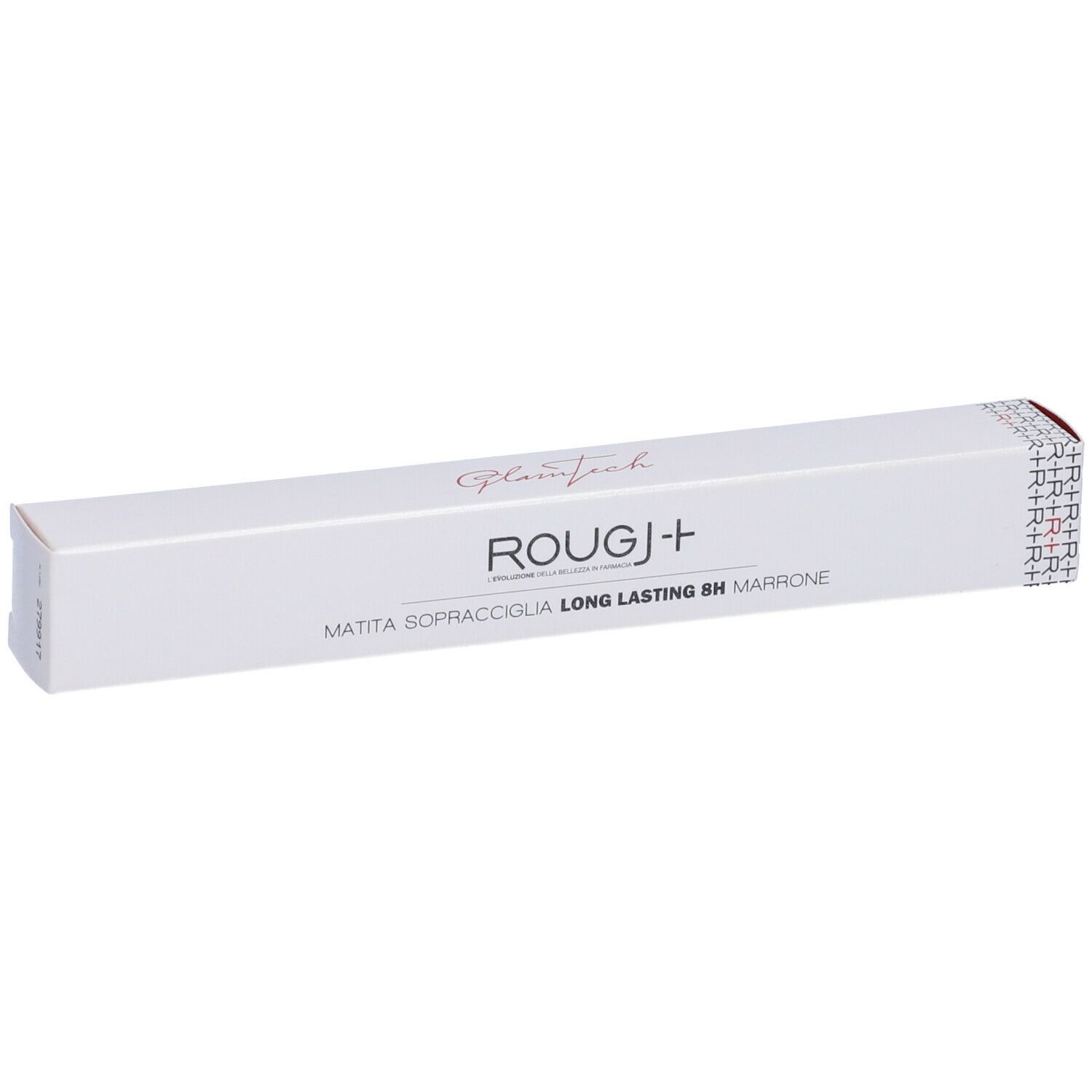 Confezione bianca con nome del prodotto e scritta. Scritta: MATITA SOPRACCIGLIA LONG LASTING 8H MARRONE.