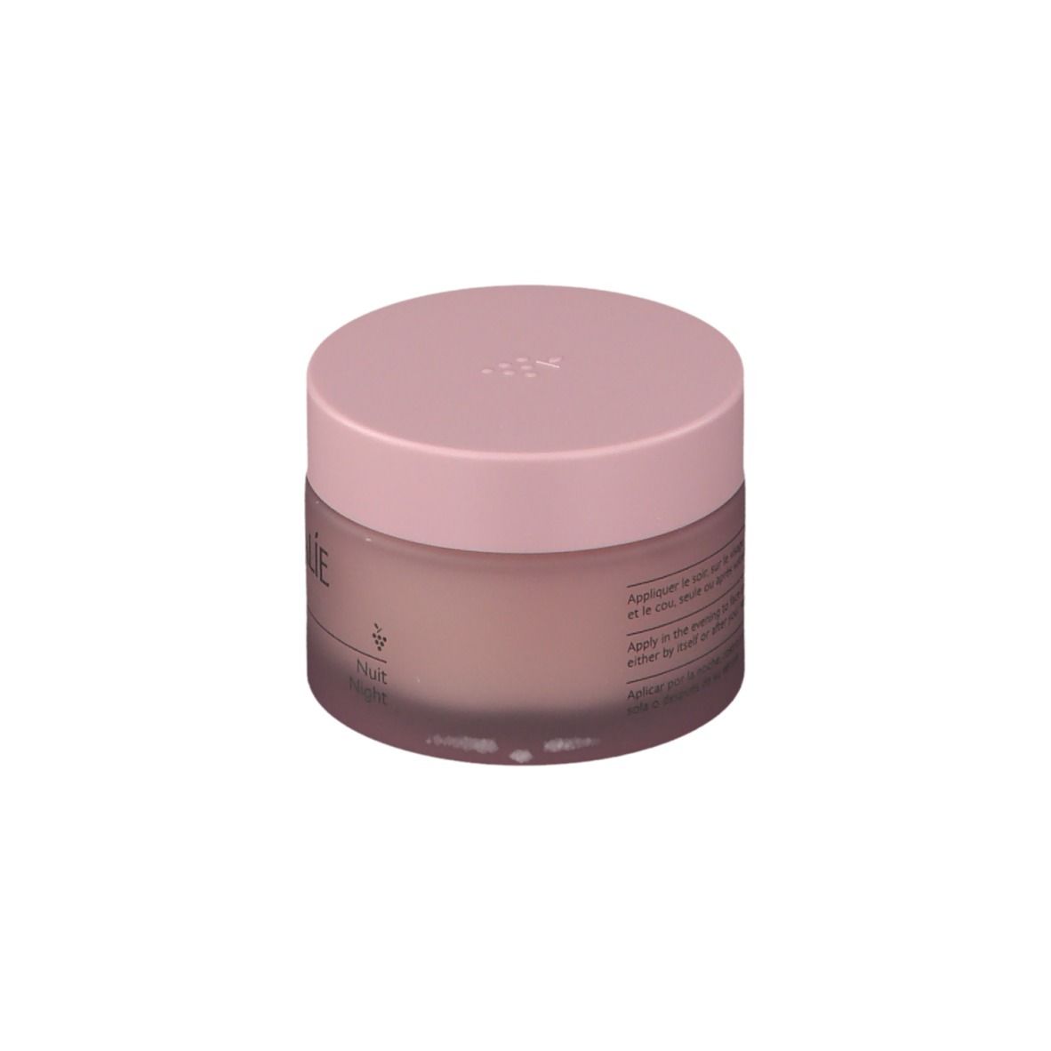 Rosa Tiegel mit Deckel. Aufschrift CAUDALÍE, Resveratrol-Lift, Crème Tisane de Nuit, Firming Night Cream.